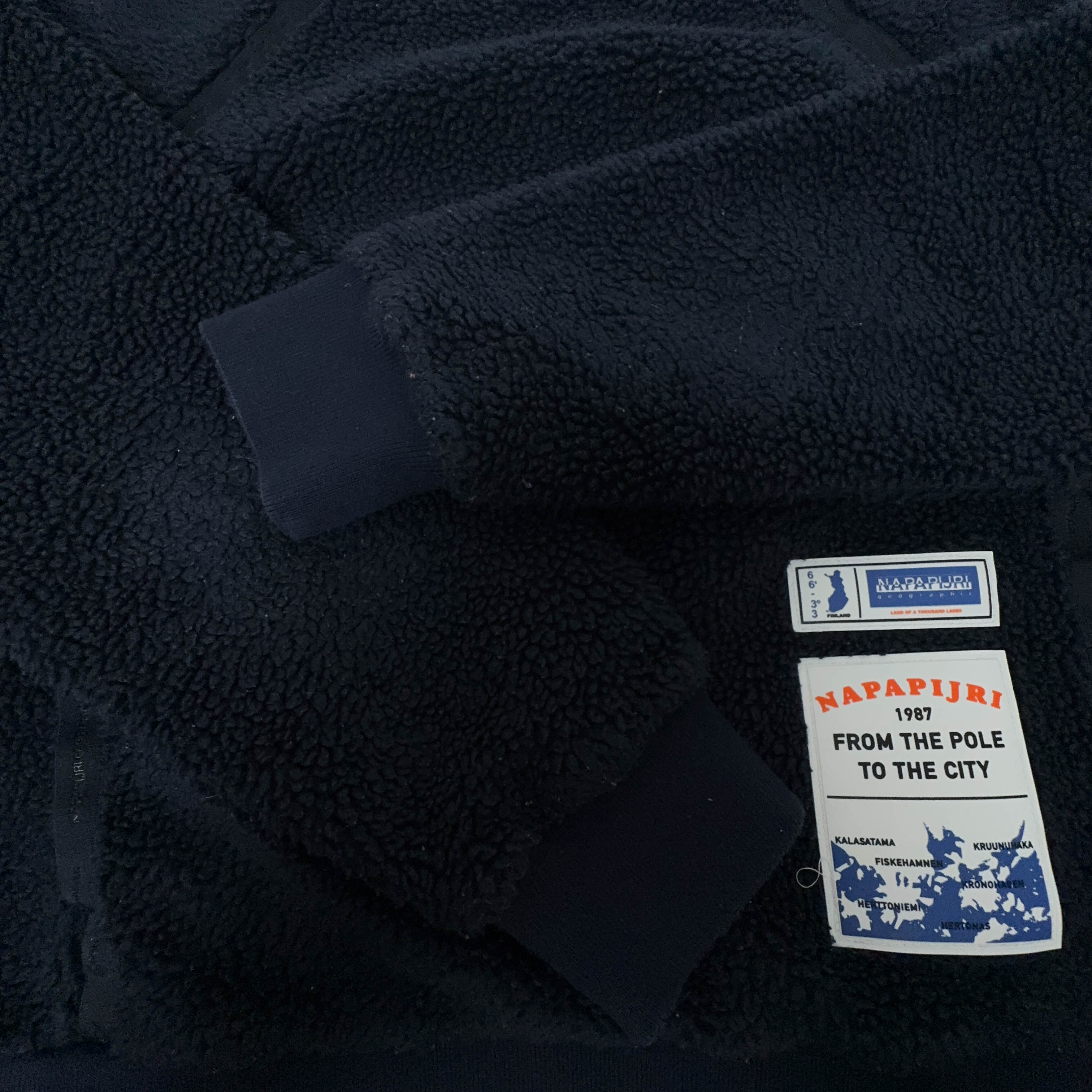 Pile Napapijri blu scuro girocollo con patch - Taglia S uomo