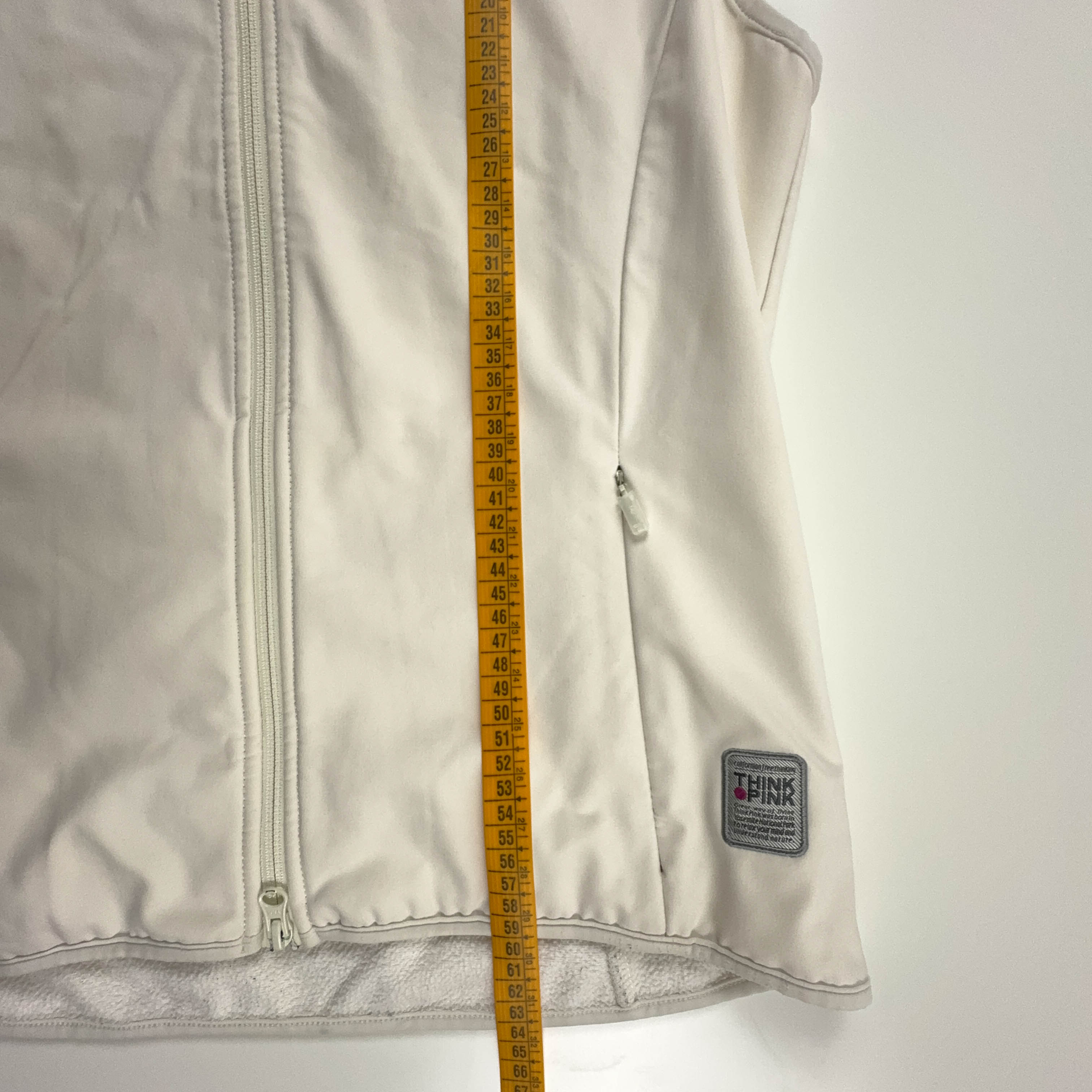 Giacca smanicata Think Pink bianco panna con zip - Taglia S/M uomo