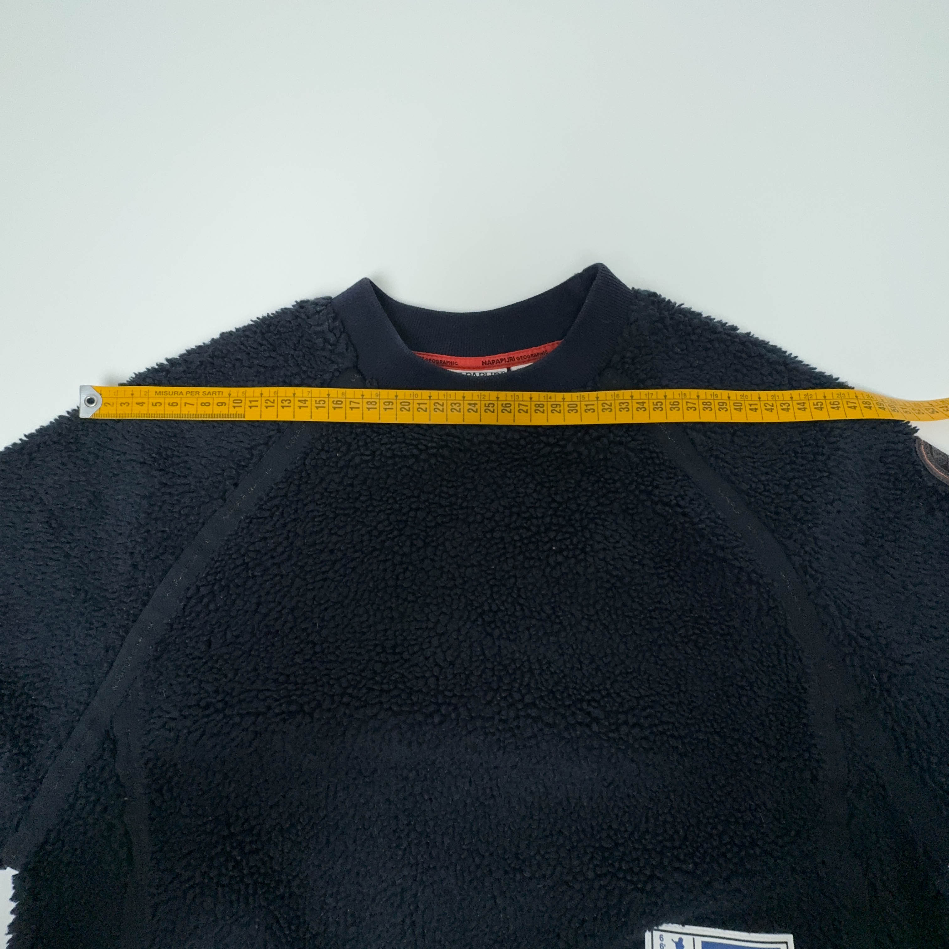 Pile Napapijri blu scuro girocollo con patch - Taglia S uomo