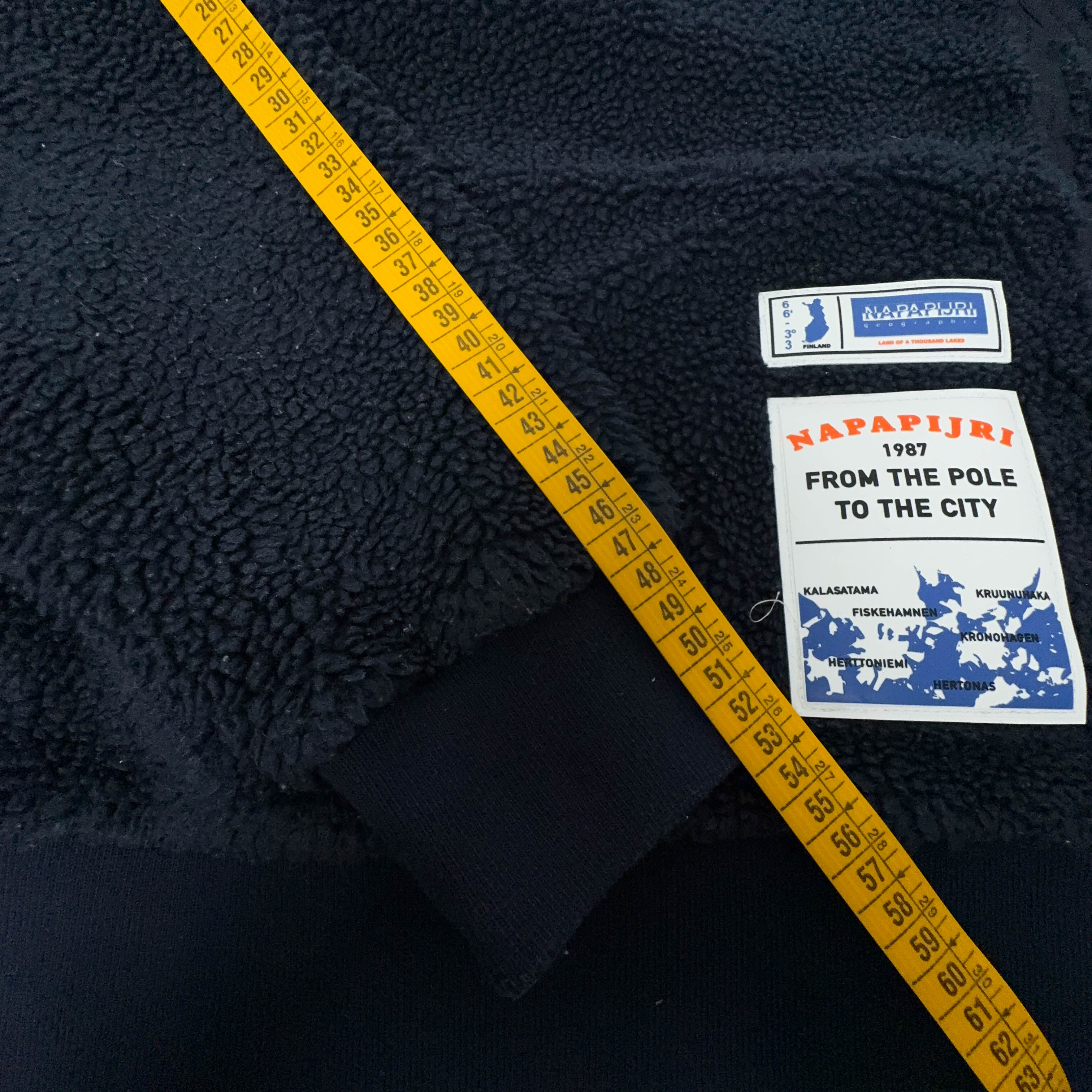 Pile Napapijri blu scuro girocollo con patch - Taglia S uomo