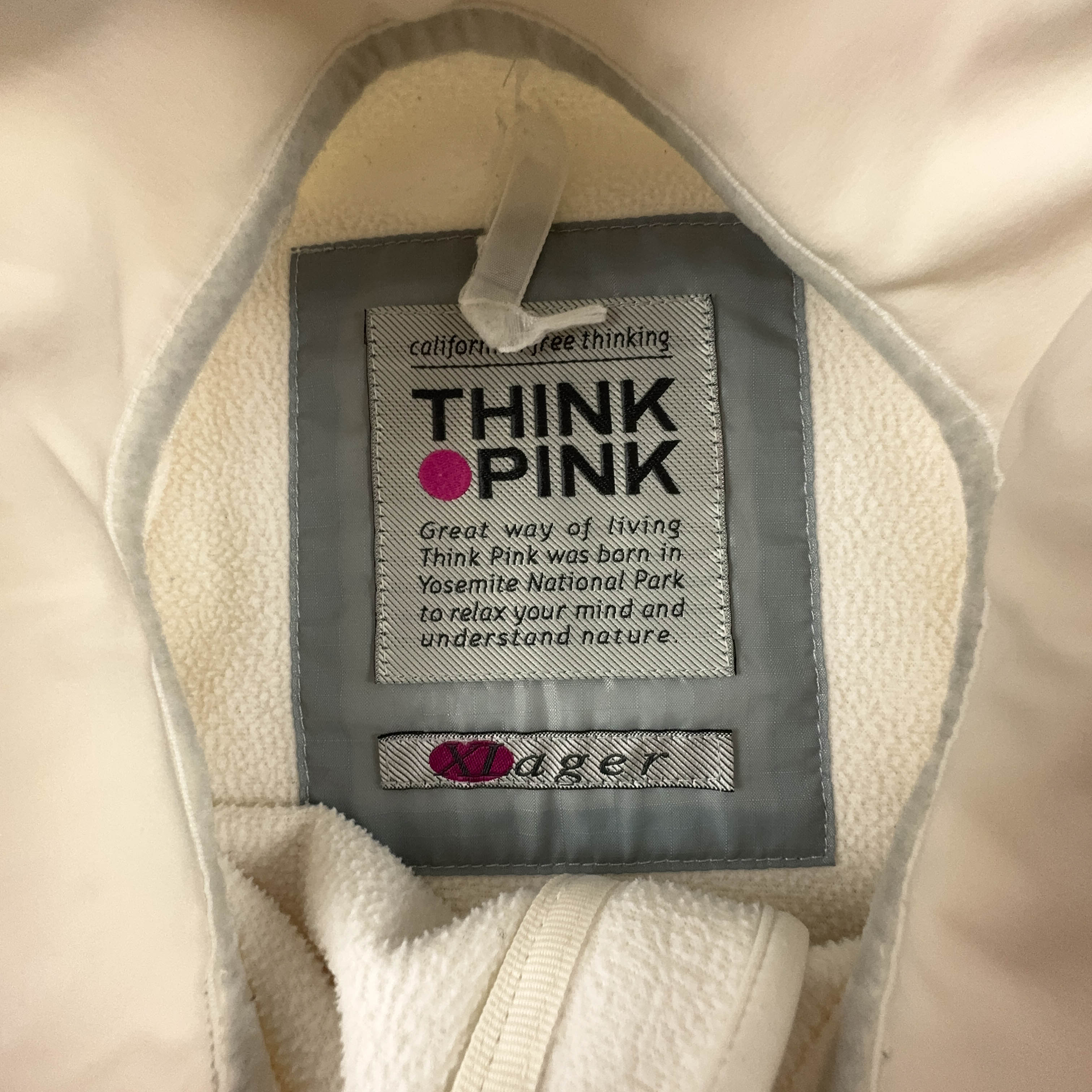 Giacca smanicata Think Pink bianco panna con zip - Taglia S/M uomo