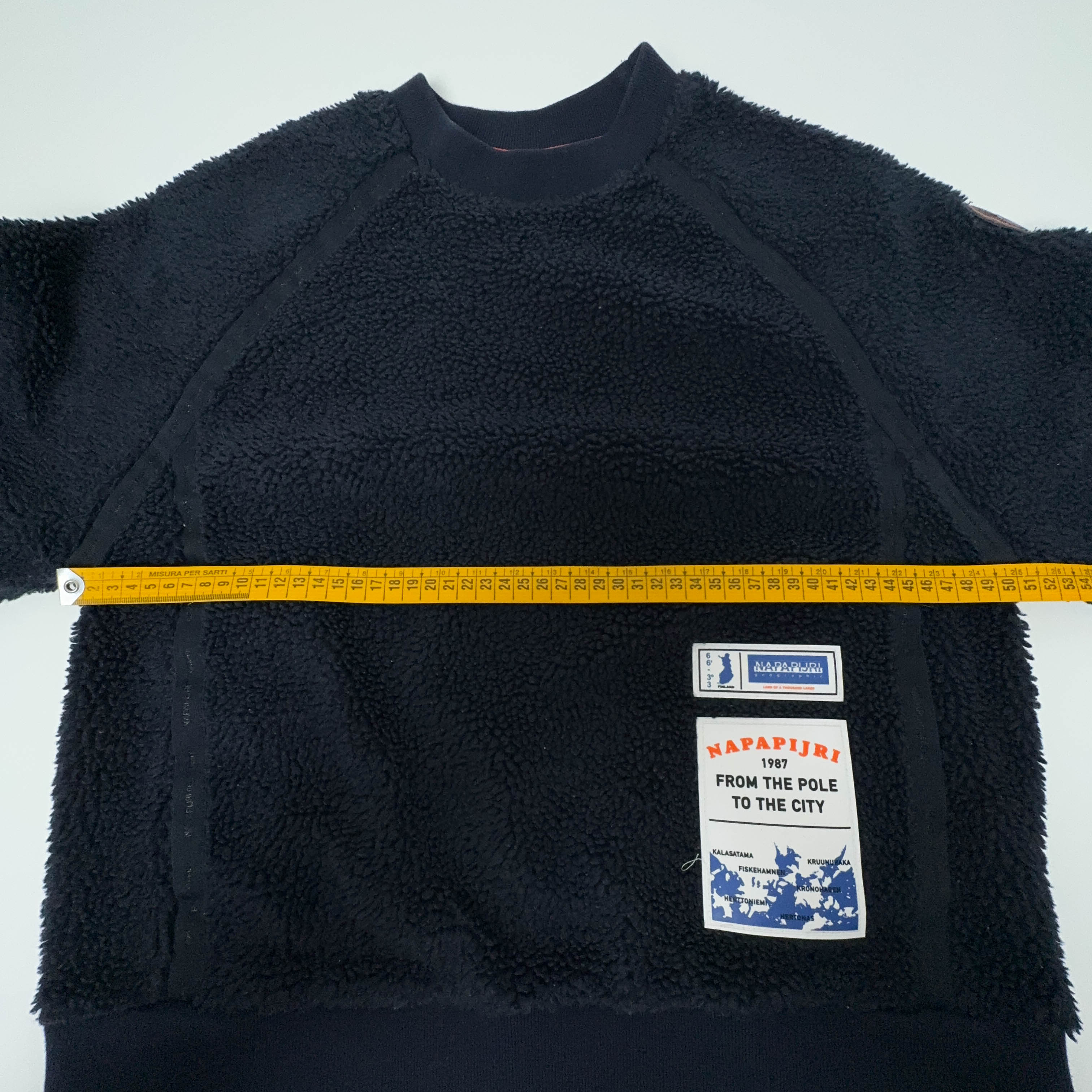 Pile Napapijri blu scuro girocollo con patch - Taglia S uomo