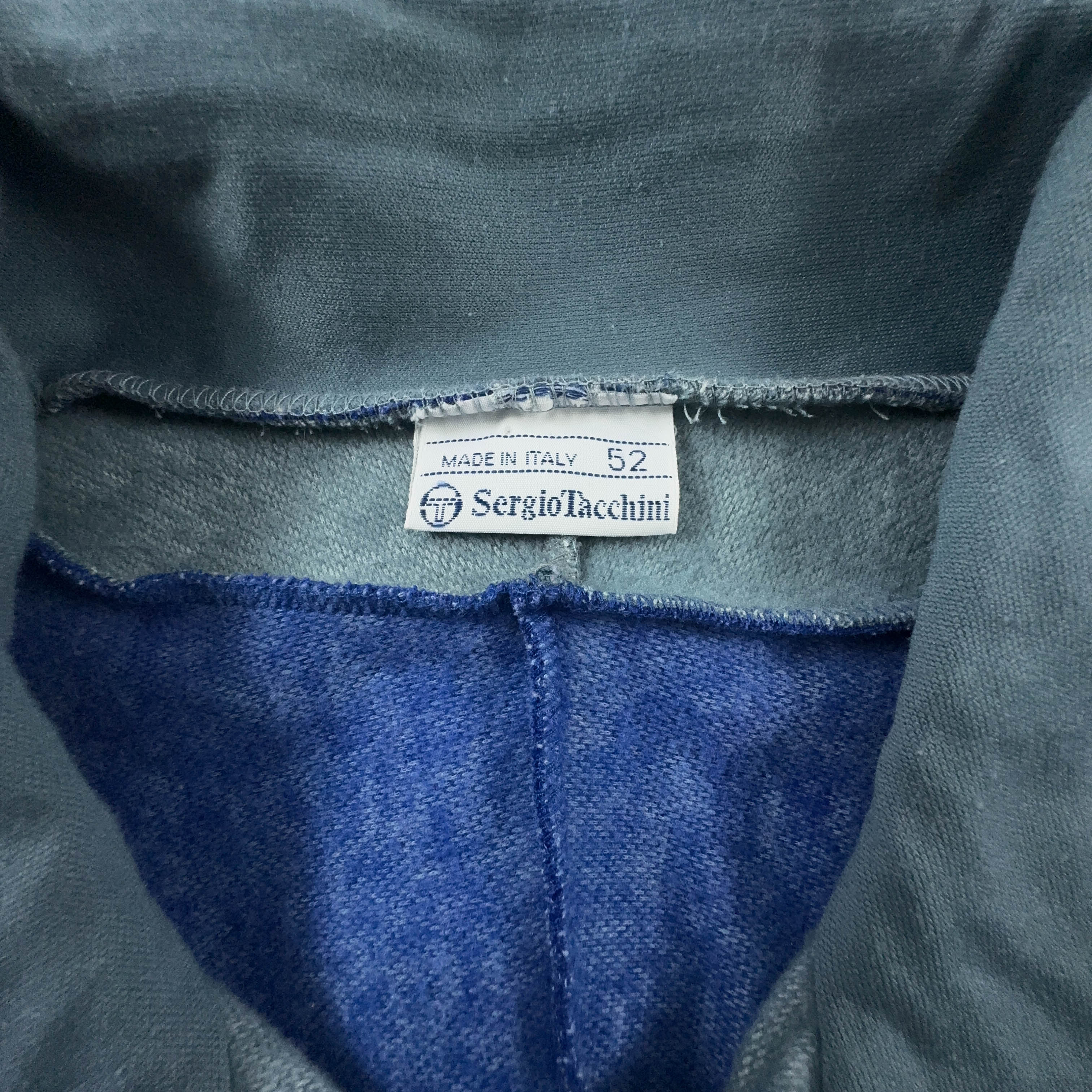 Felpa Sergio Tacchini Vintage grigia e blu con zip 30% cotone anni 90  - Taglia 52 uomo