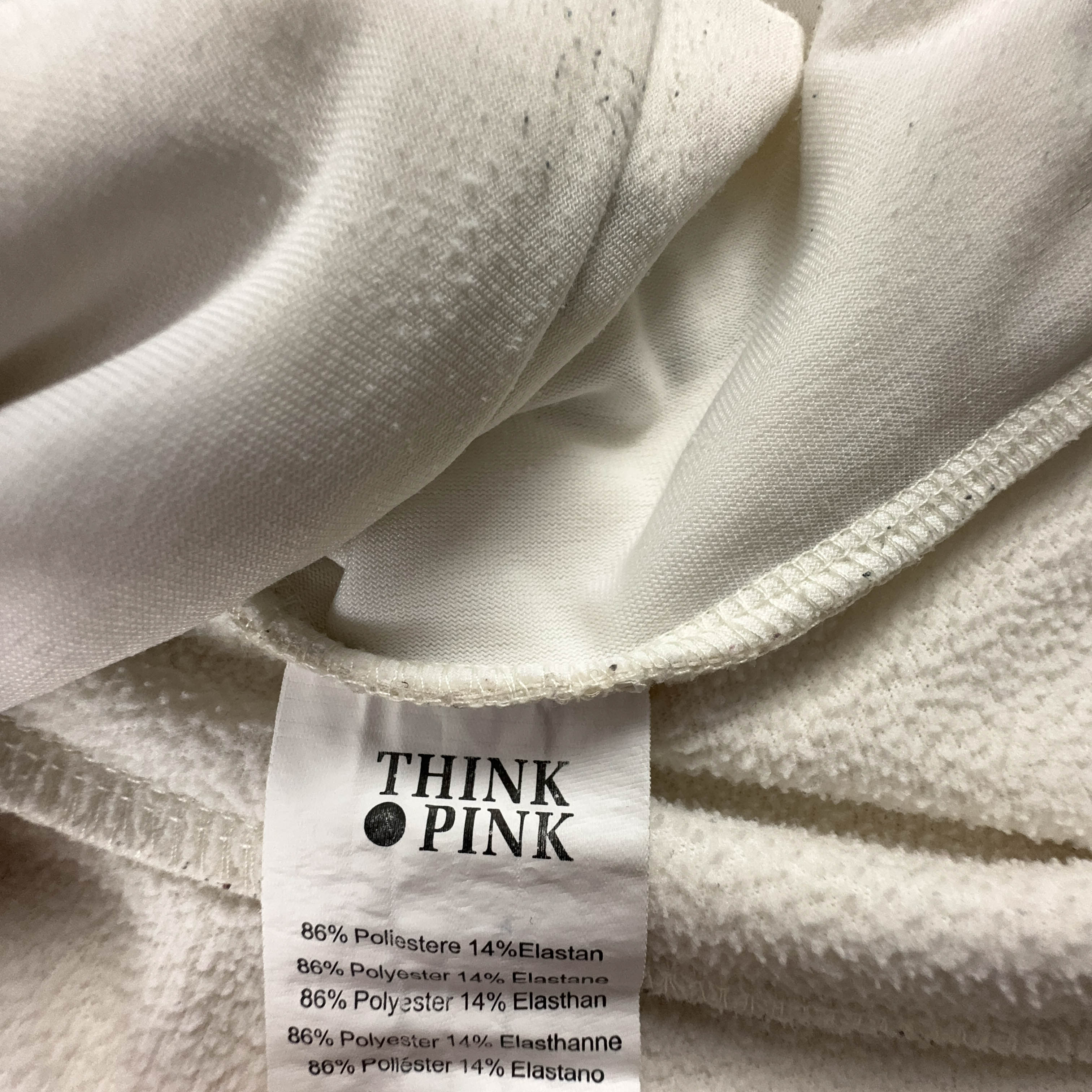 Giacca smanicata Think Pink bianco panna con zip - Taglia S/M uomo