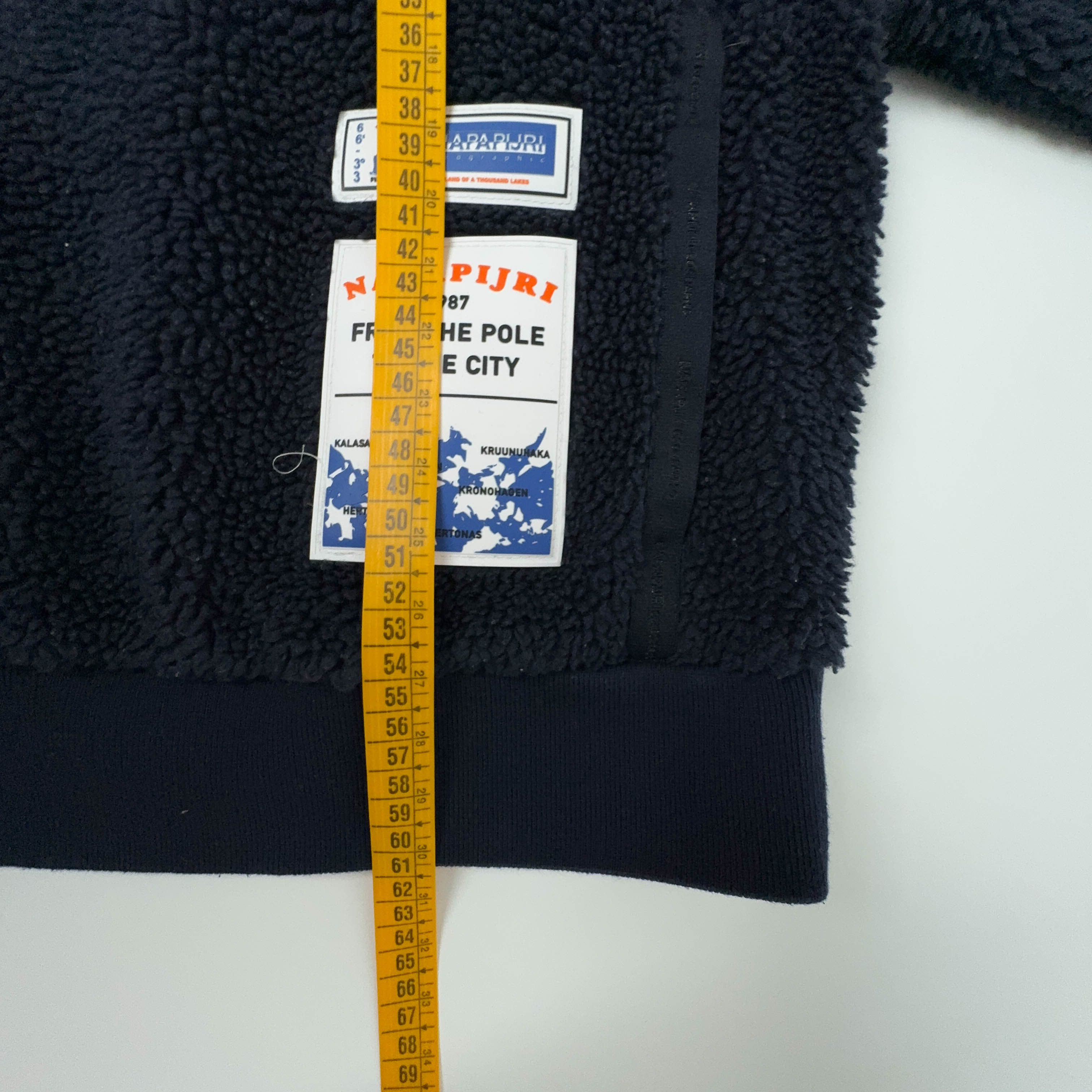 Pile Napapijri blu scuro girocollo con patch - Taglia S uomo