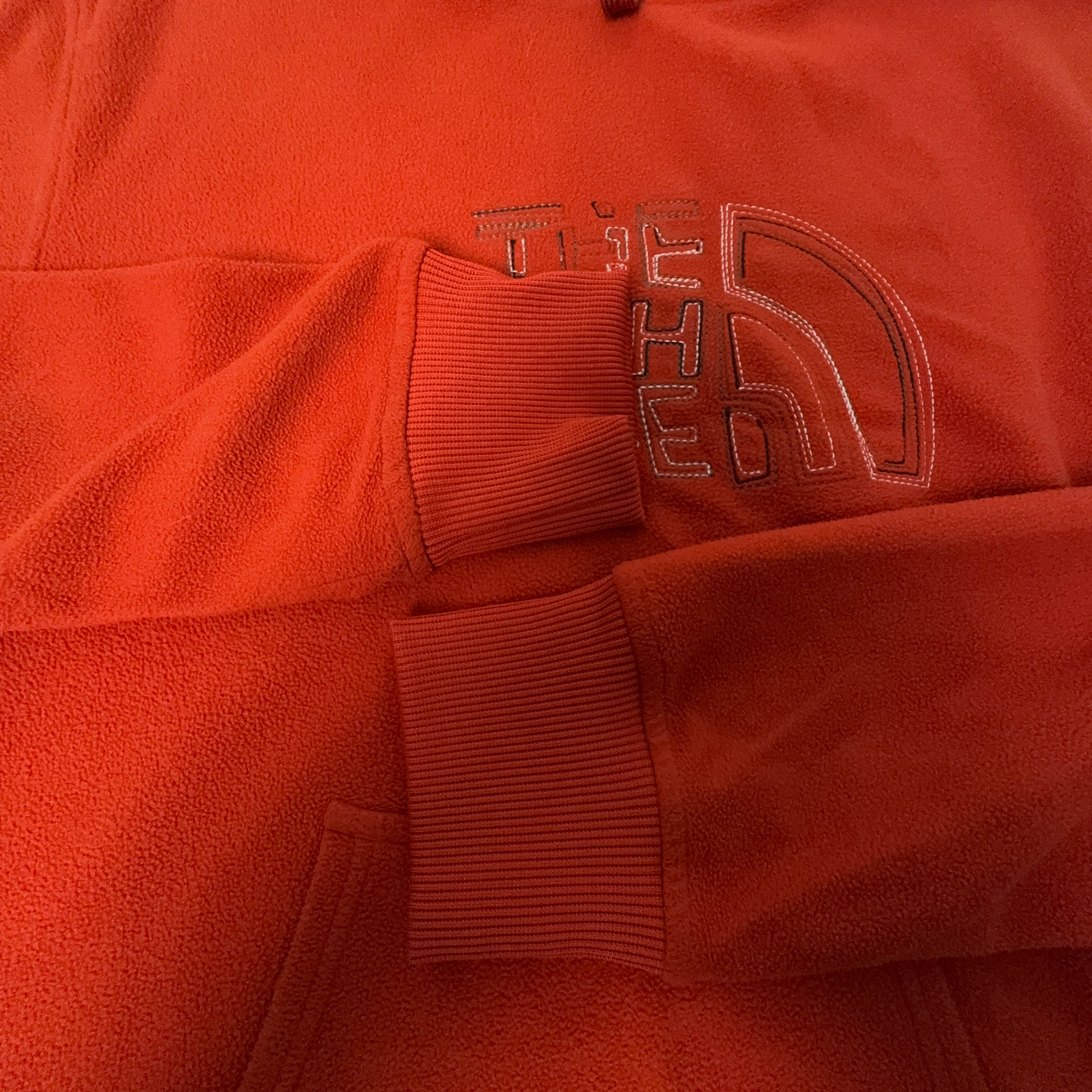 Pile The North Face arancione con cappuccio logo grande ricamato - Taglia S uomo