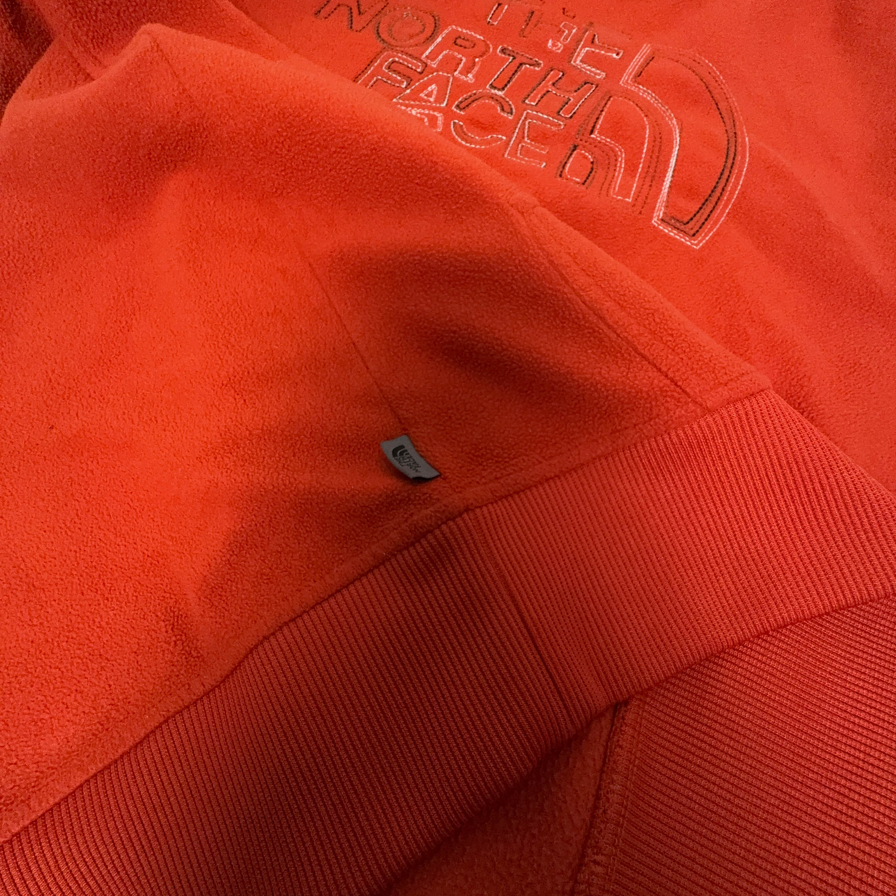 Pile The North Face arancione con cappuccio logo grande ricamato - Taglia S uomo