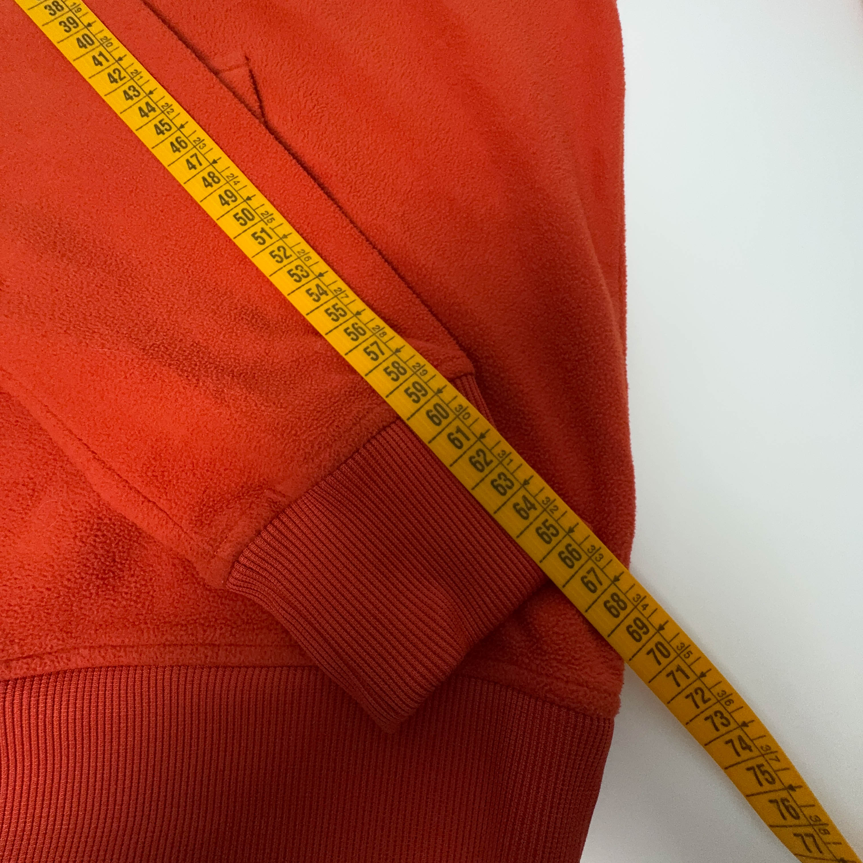 Pile The North Face arancione con cappuccio logo grande ricamato - Taglia S uomo