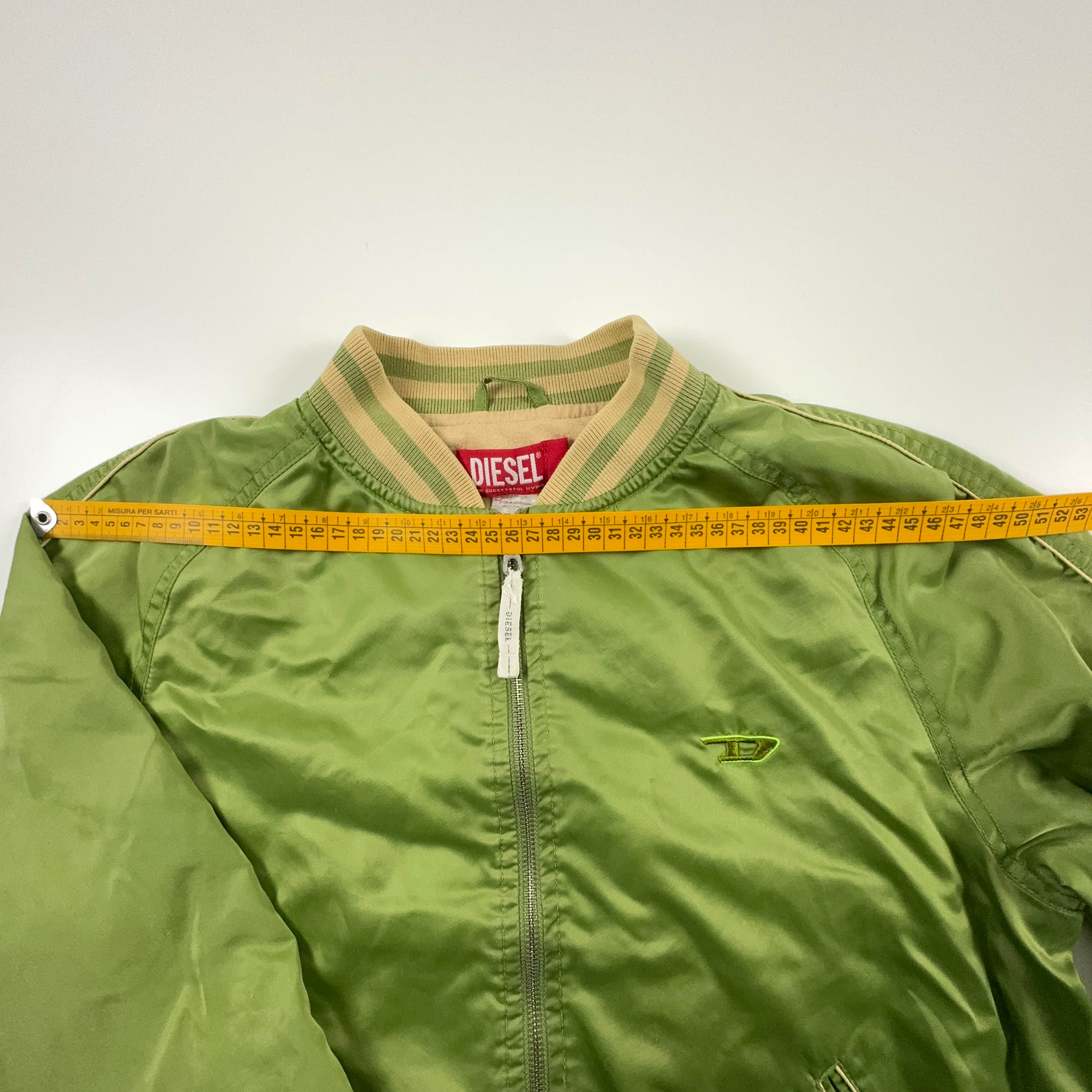 Giacca a vento Diesel Vintage verde con zip logo ricamato - Taglia M donna