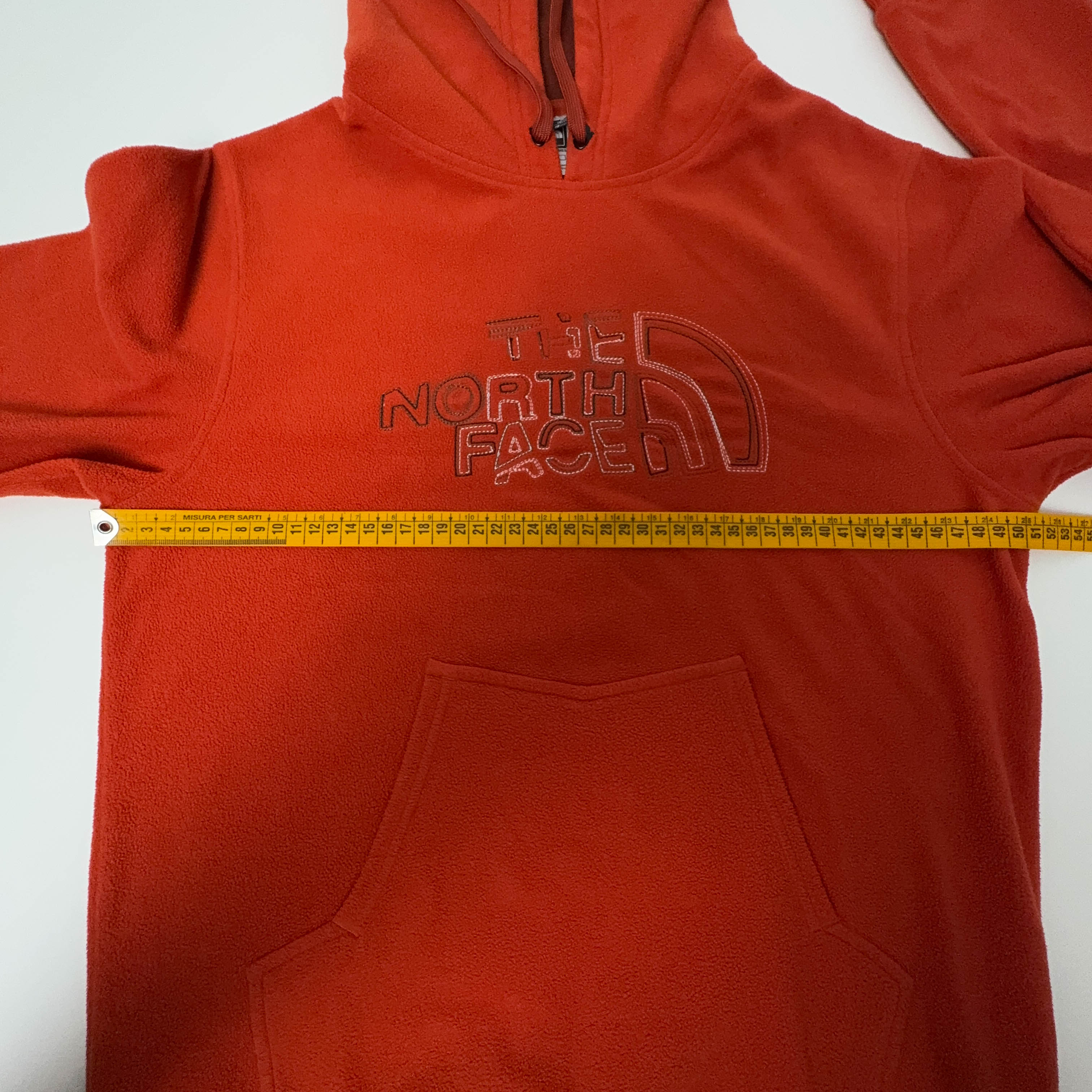 Pile The North Face arancione con cappuccio logo grande ricamato - Taglia S uomo