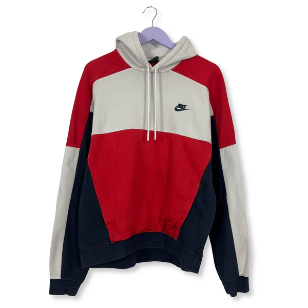 Felpa Nike multicolore con cappuccio e logo rigamato 80% cotone - Taglia L uomo