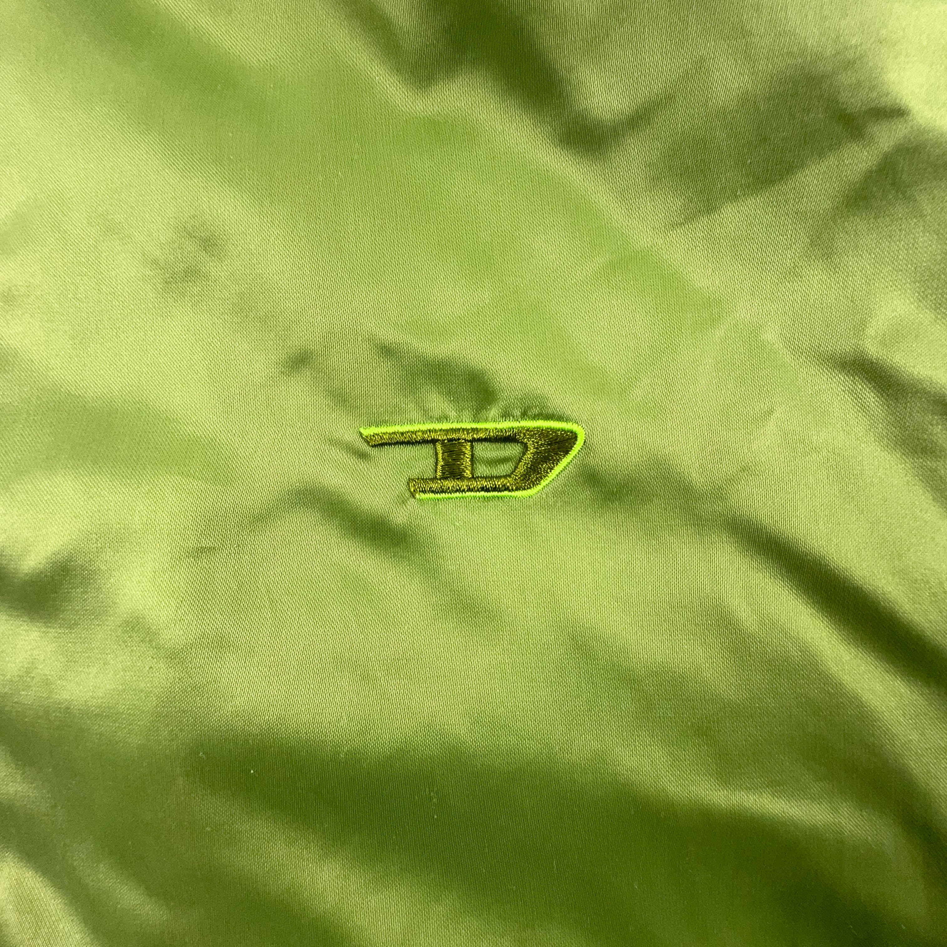 Giacca a vento Diesel Vintage verde con zip logo ricamato - Taglia M donna