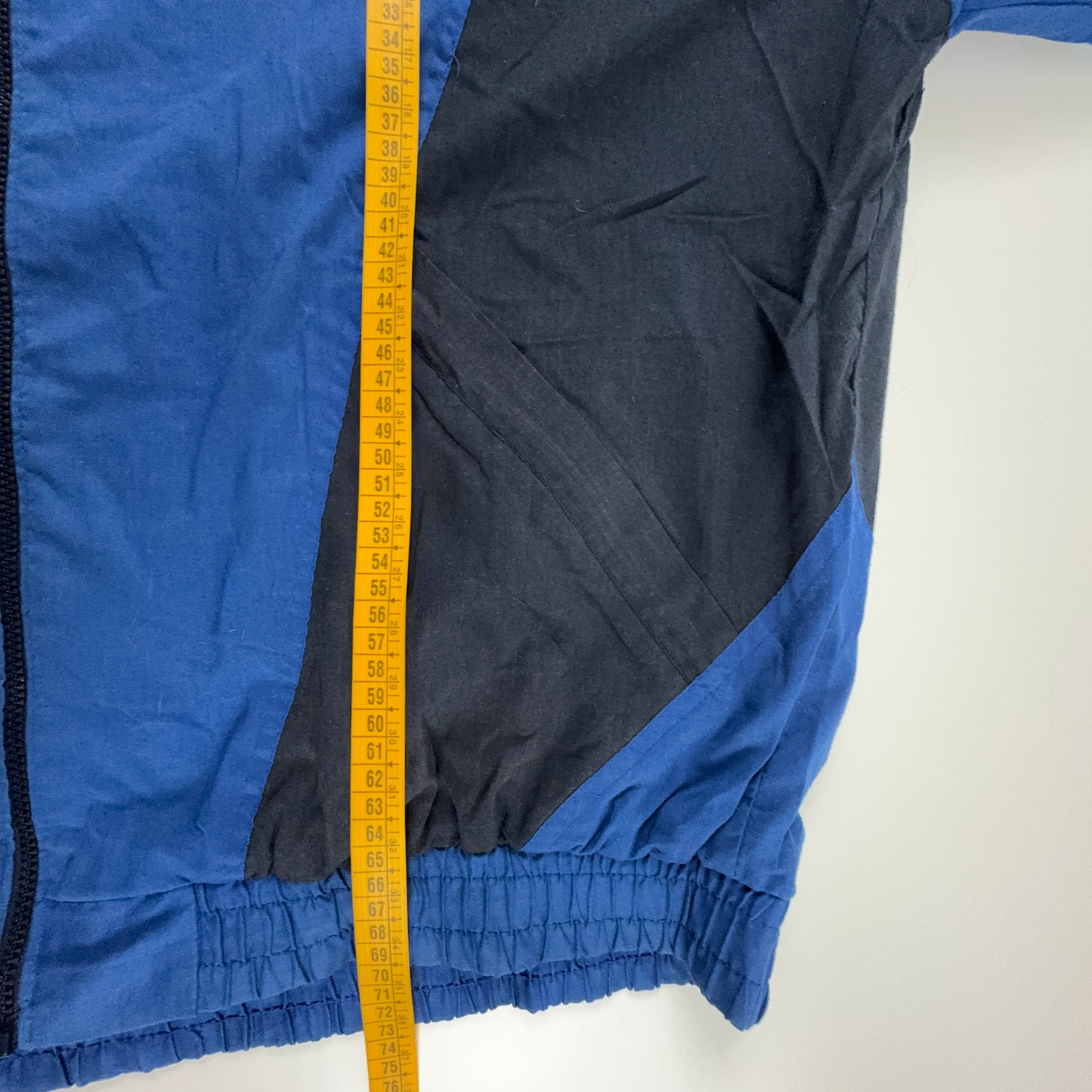 Giacca a vento Vintage blu e blu scuro con zip anni 90 - Taglia L/XL uomo