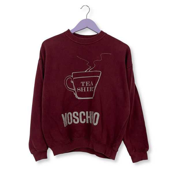Felpa Moschino bordeaux a girocollo 90% cotone - Taglia S/M uomo