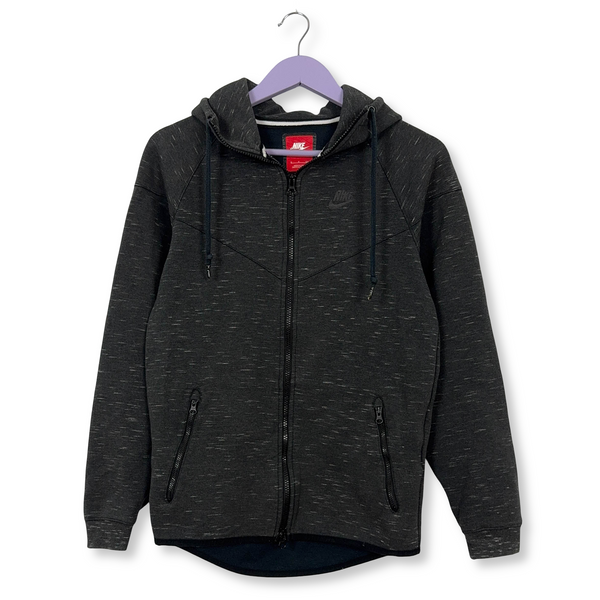 Felpa Nike grigia scura con cappuccio e zip 80% cotone - Taglia S/M uomo