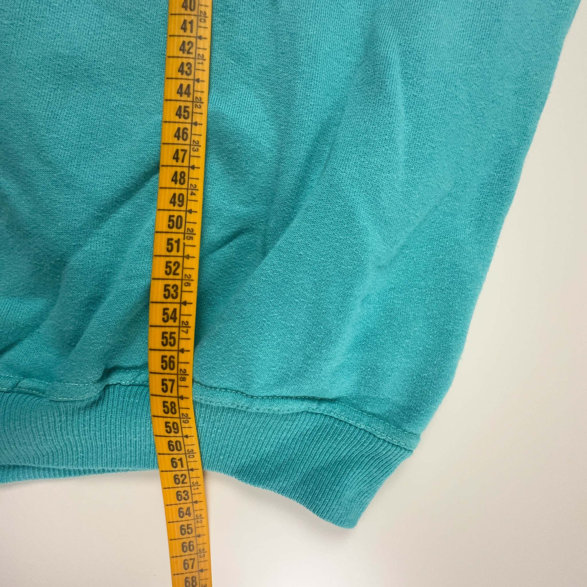 Felpa Vintage verde acqua a girocollo quarter zip con stampa Offshore - Taglia L/XL uomo