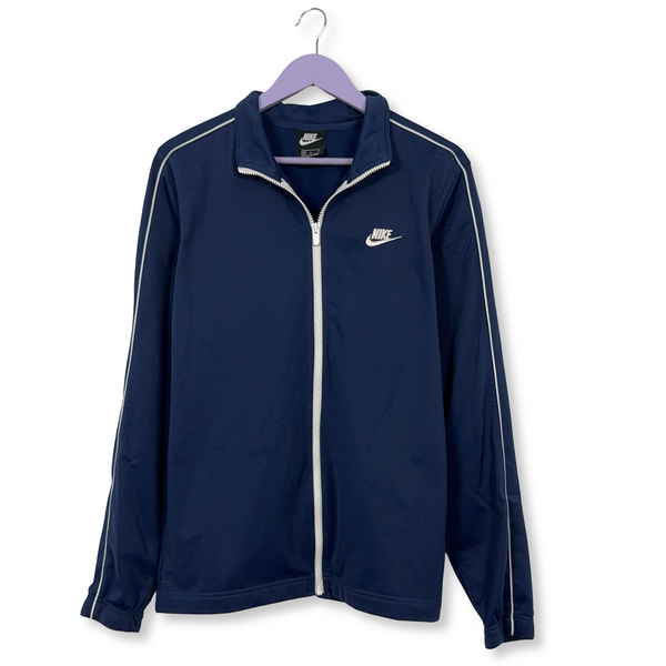 Felpa Nike blu con zip e logo ricamato - Taglia M uomo