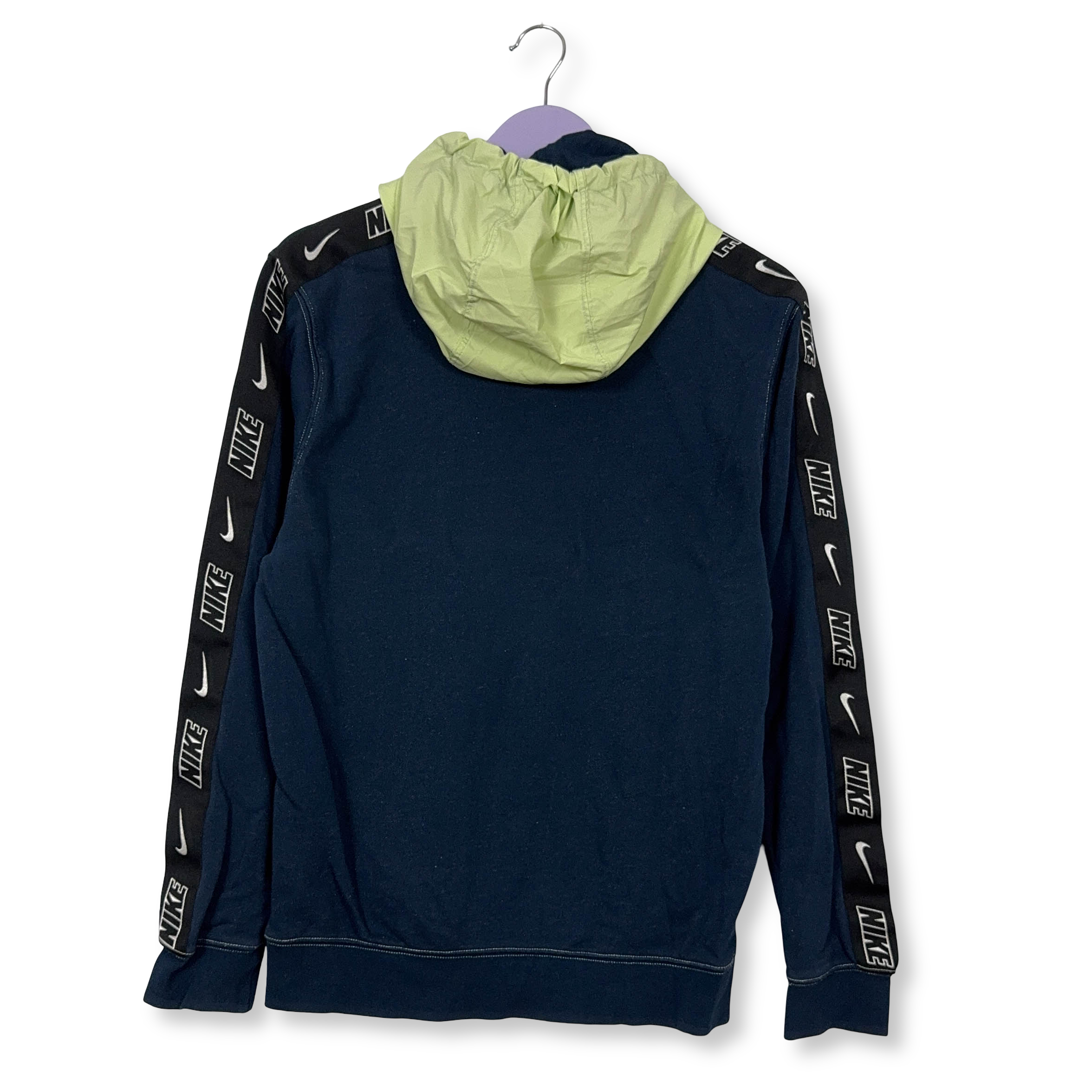 Felpa Nike blu con cappuccio e logo ricamato 80% cotone - Taglia S/M uomo