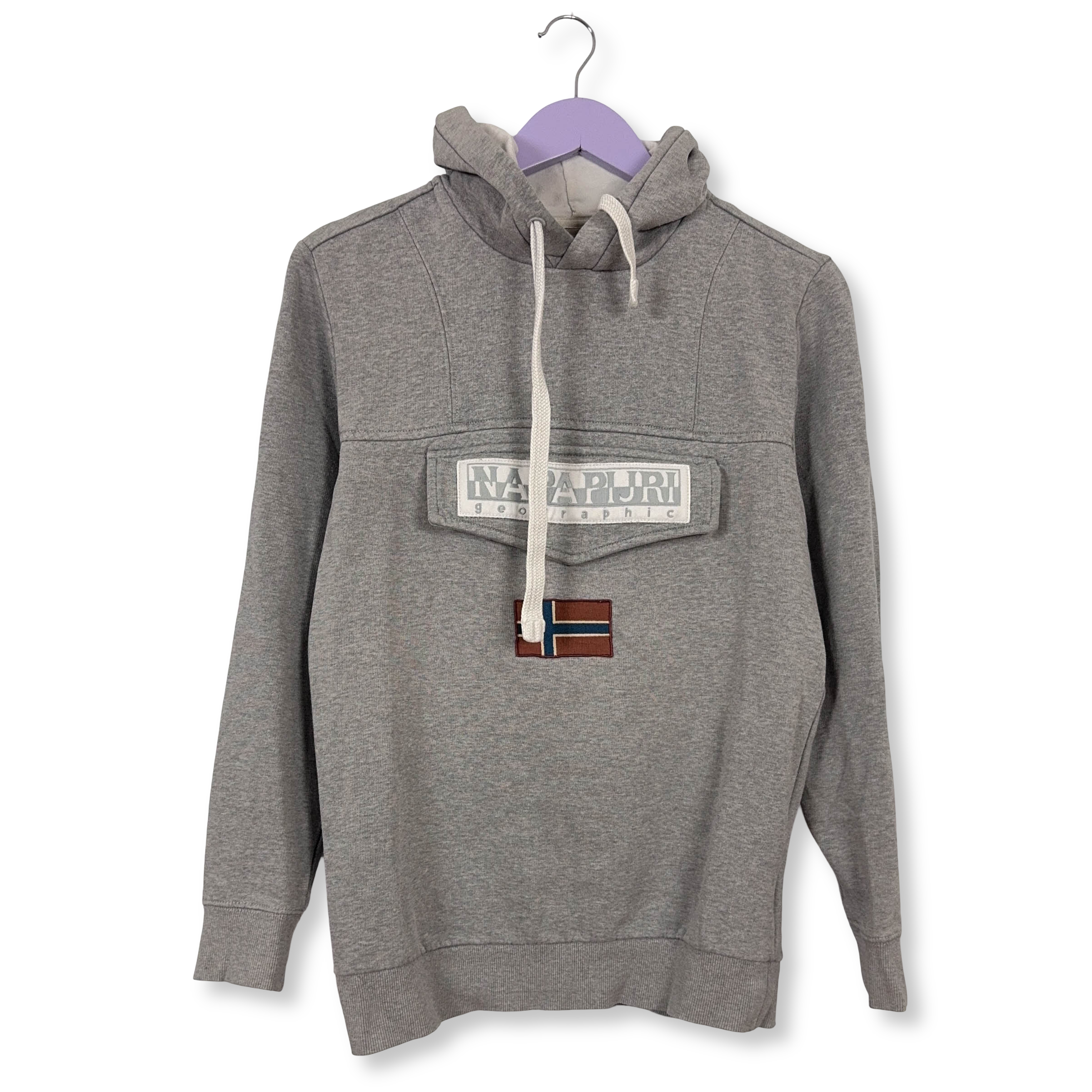 Felpa Napapijri grigia con cappuccio - Taglia S/M uomo