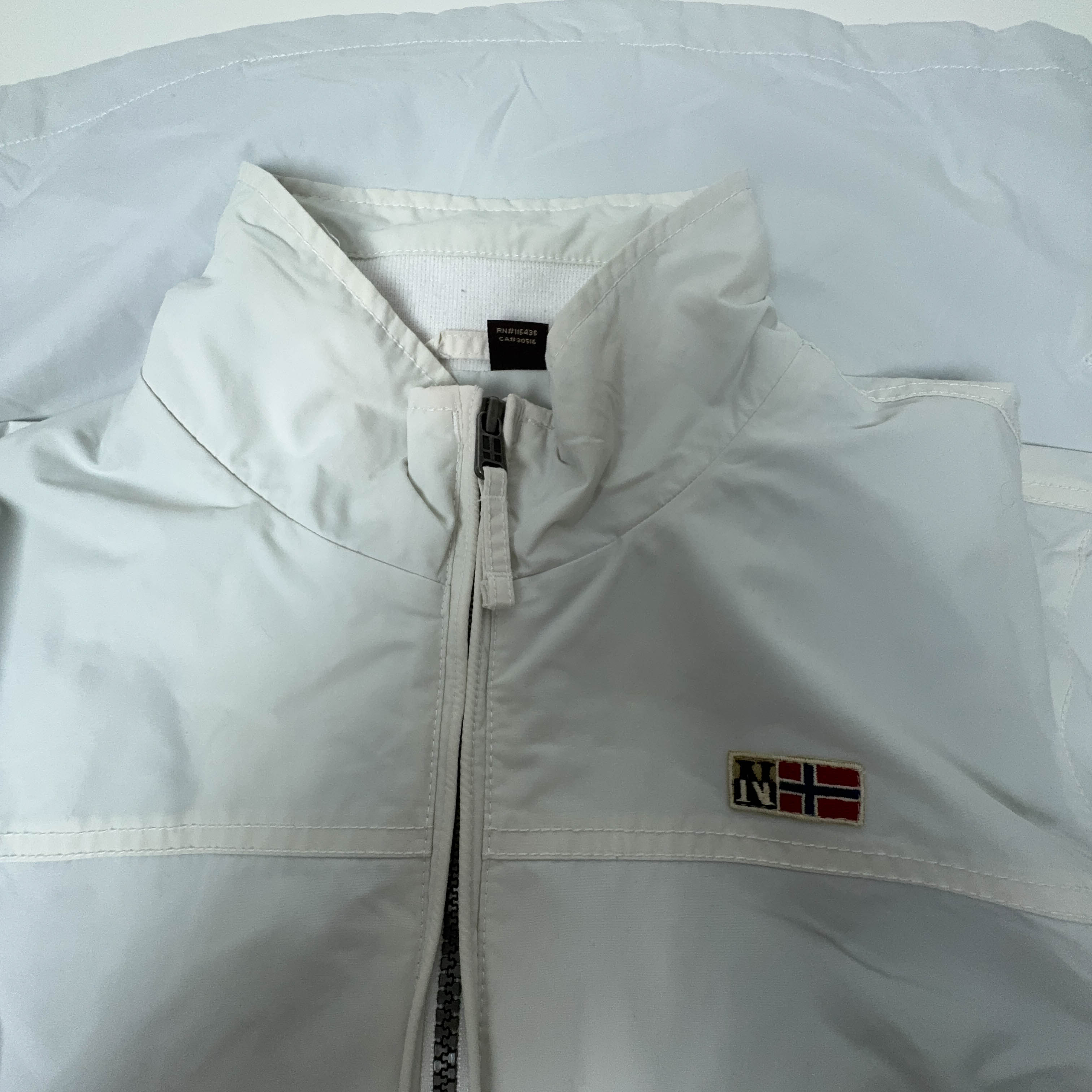 Giacca a vento Napapijri Vintage bianca con zip intera - Taglia M uomo