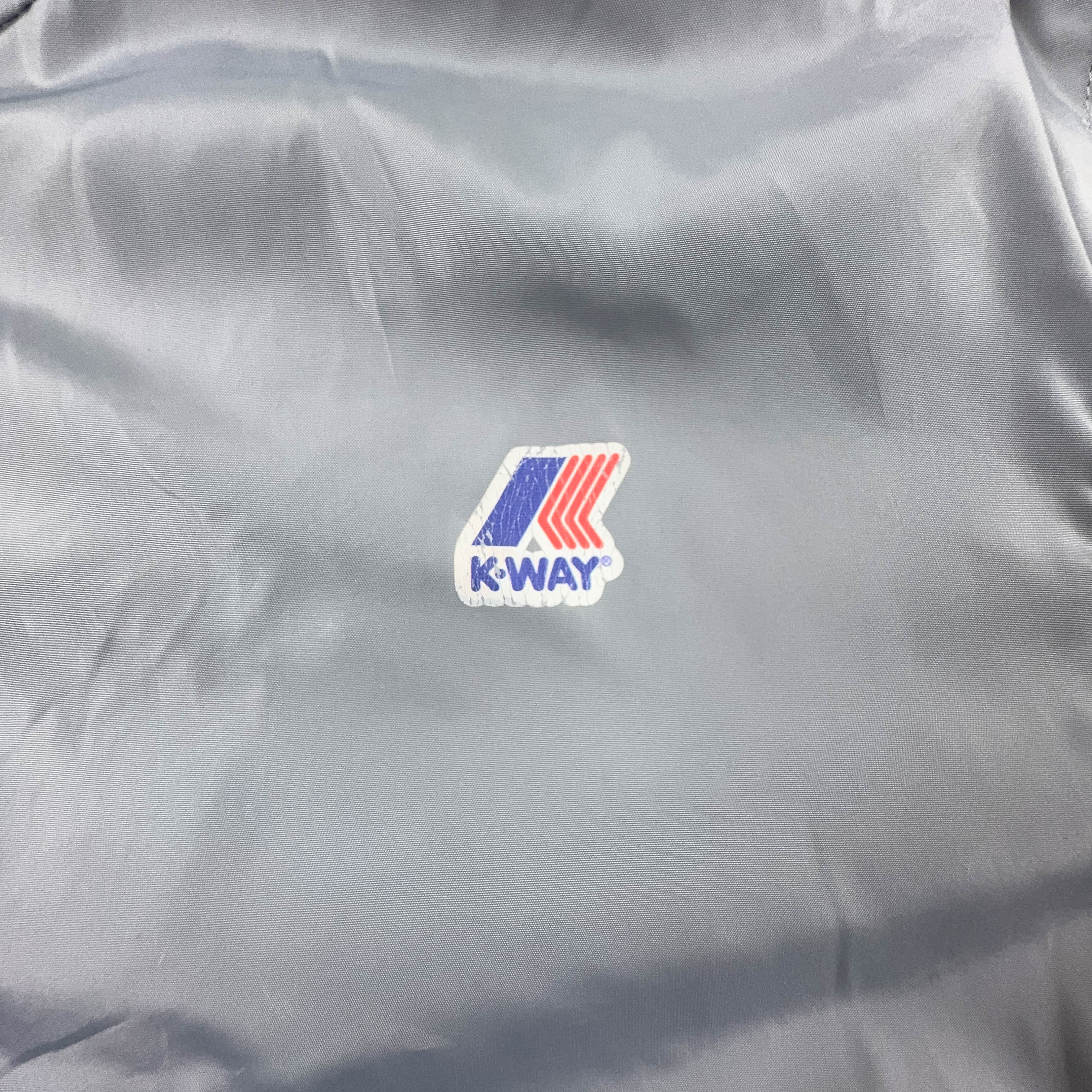 Giacca a vento K way grigia con zip e cappuccio - Taglia L uomo