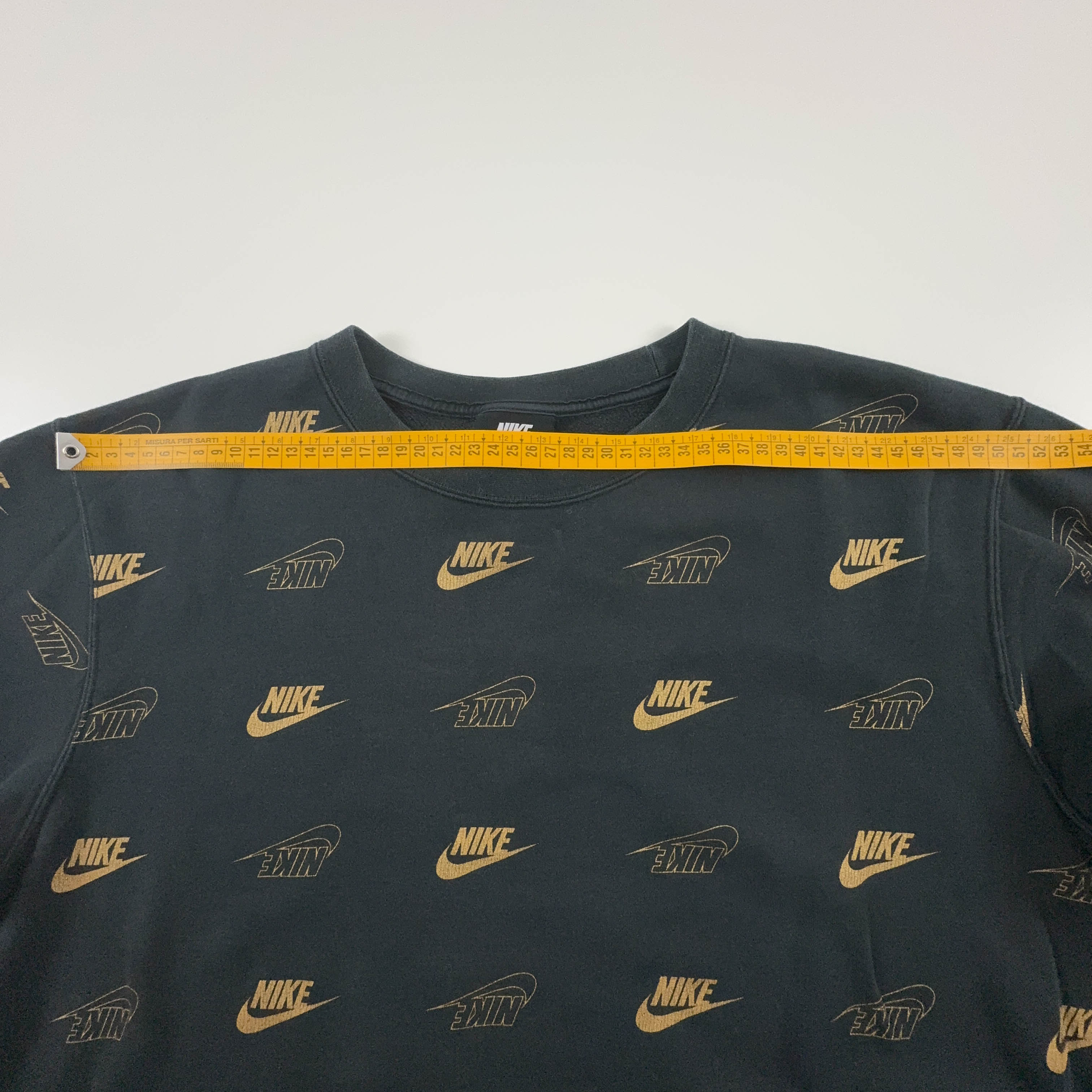 Felpa Nike nera con stampe a girocollo 80% cotone - Taglia M uomo