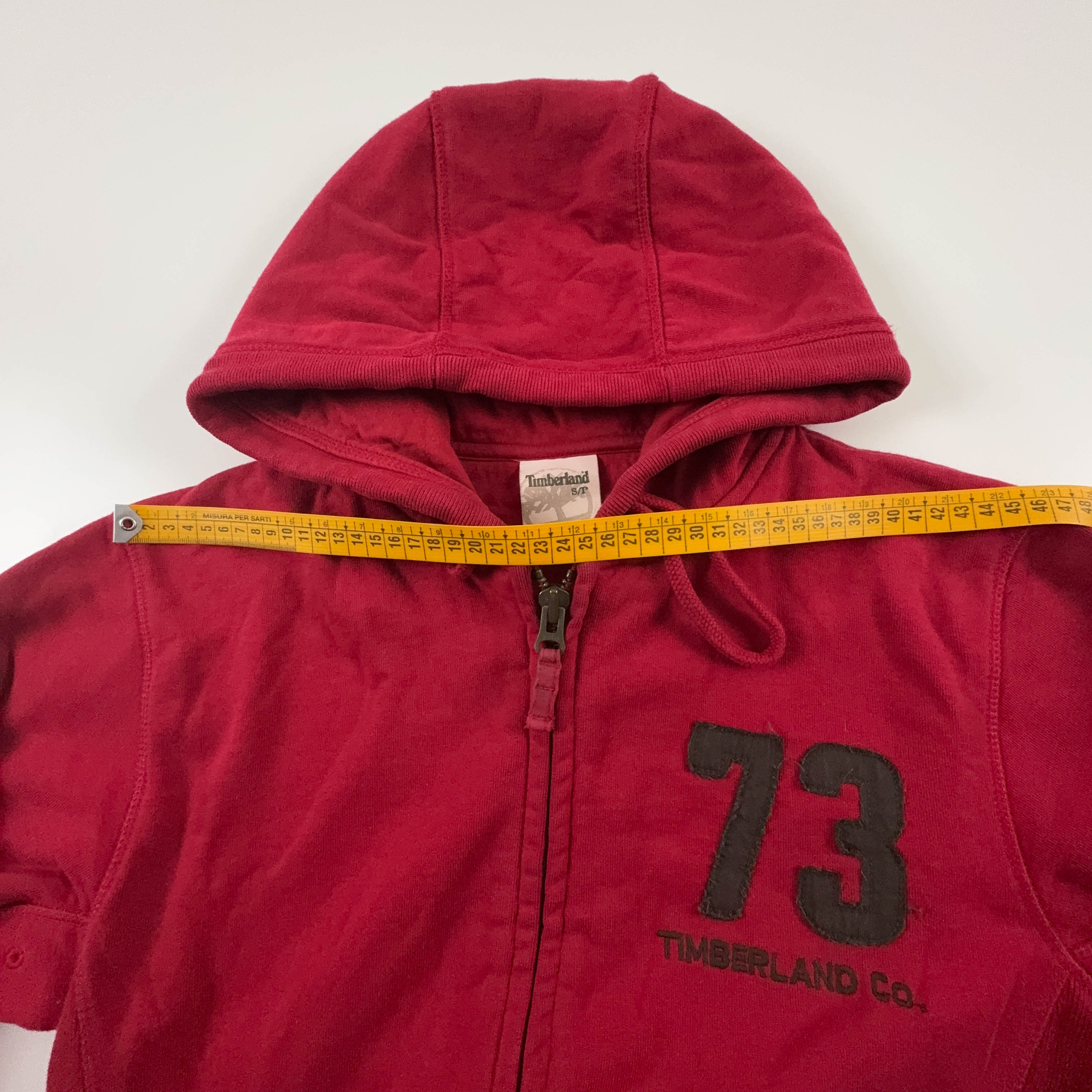 Felpa Timberland rossa con cappuccio e zip in cotone - Taglia M uomo