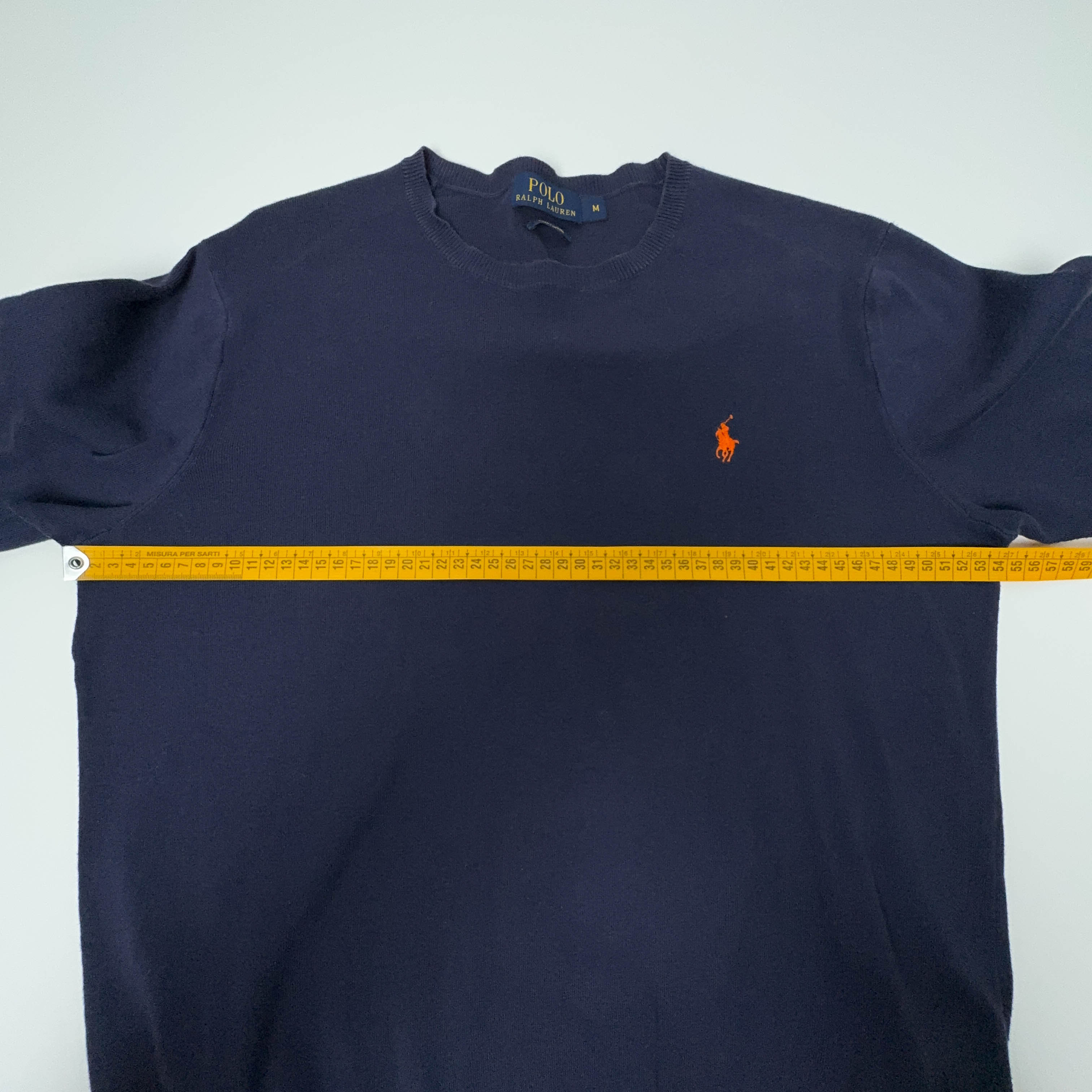Maglione Ralph Lauren blu scuro a girocollo leggero in cotone - Taglia M uomo