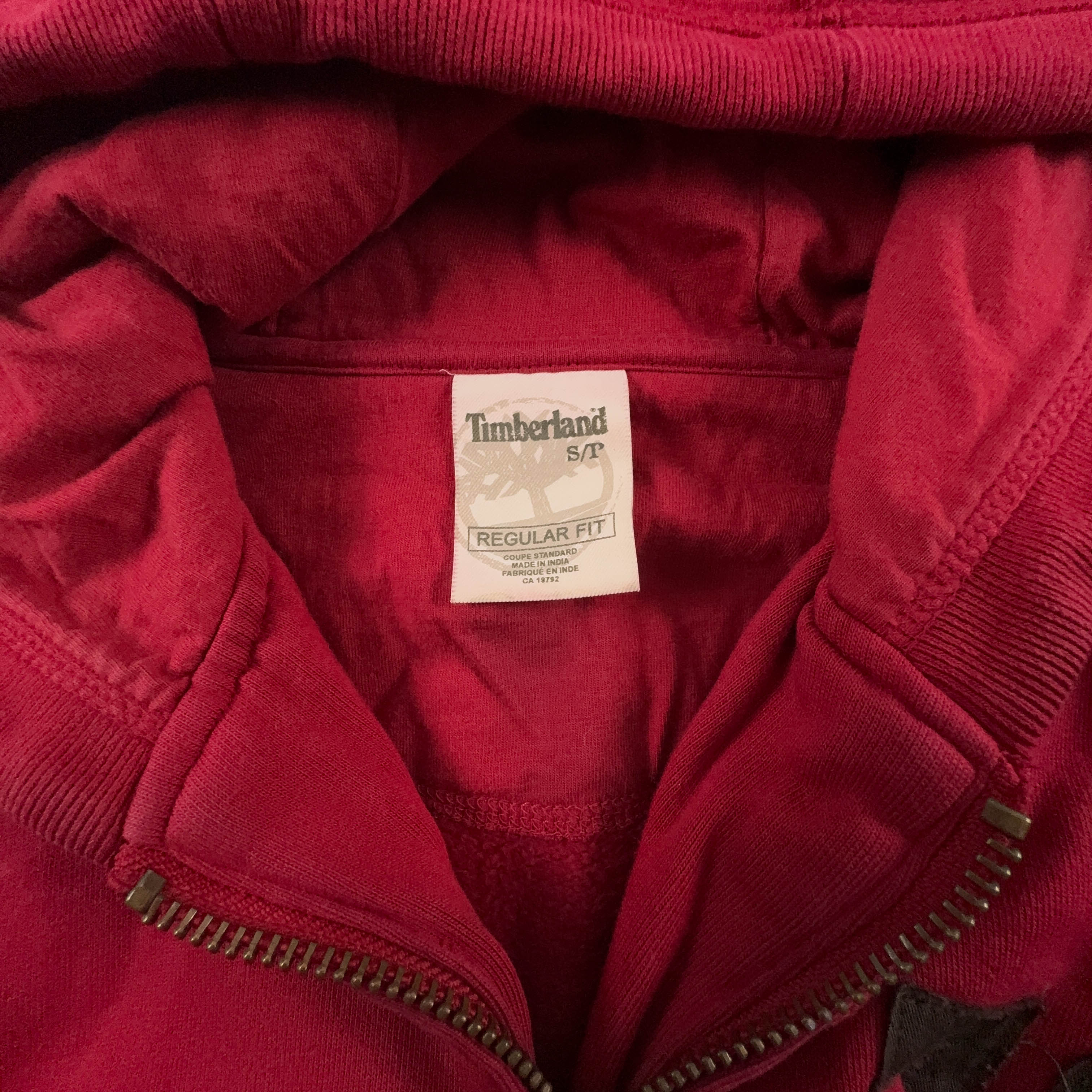 Felpa Timberland rossa con cappuccio e zip in cotone - Taglia M uomo