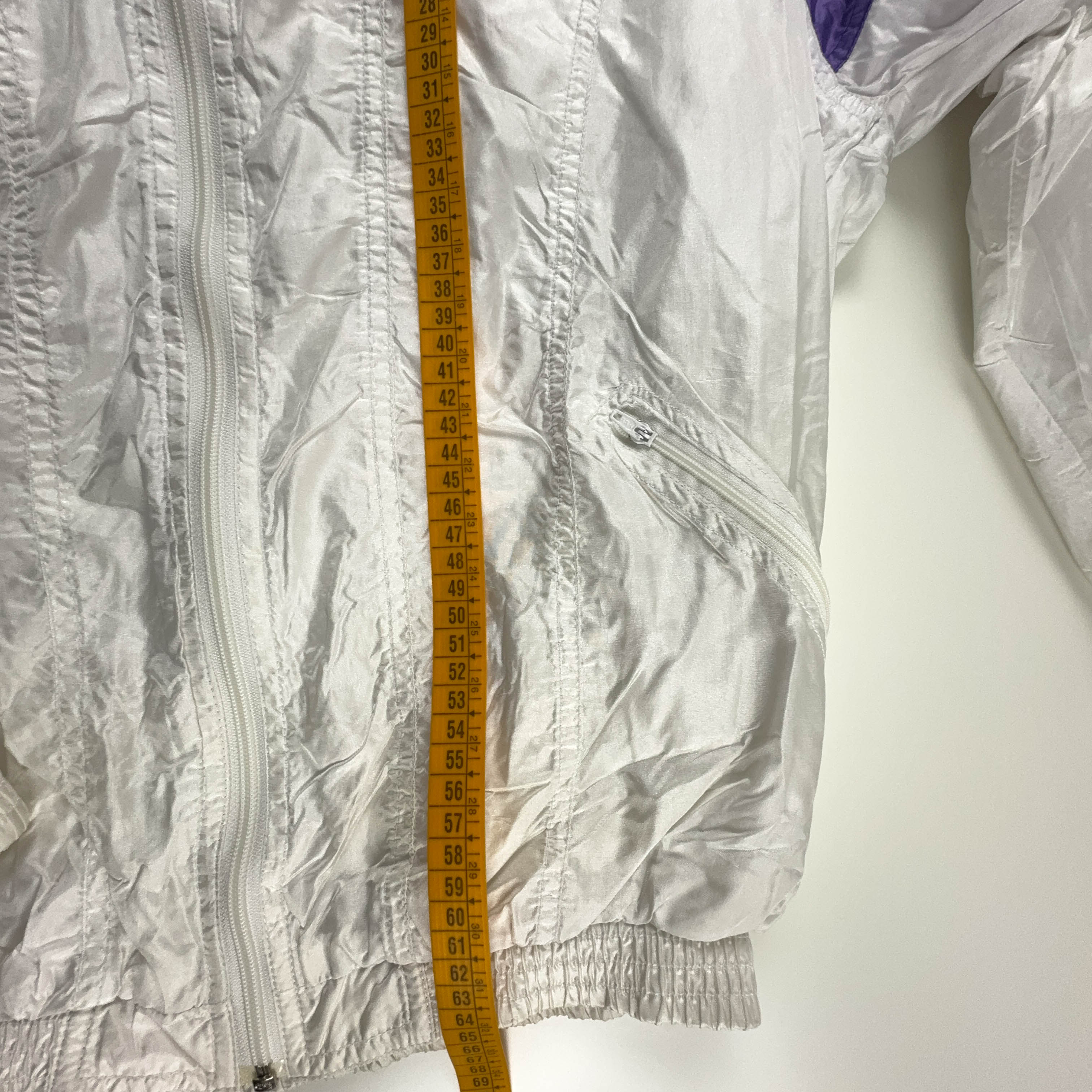 Giacca a vento Etirel Vintage bianca e viola con zip anni 90 - Taglia 176 uomo