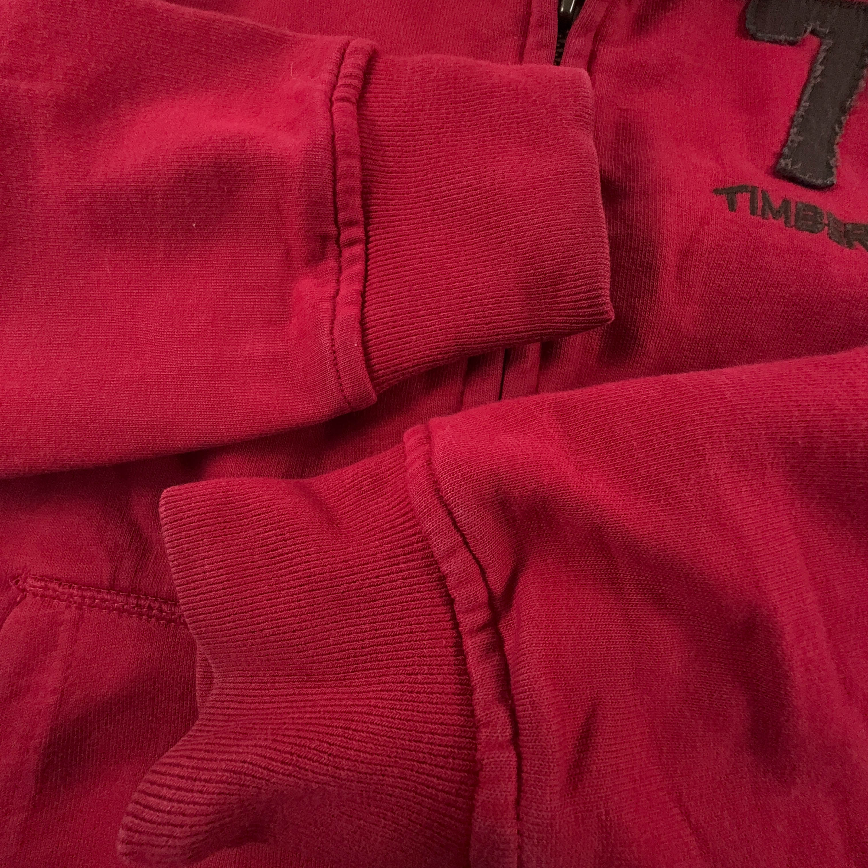 Felpa Timberland rossa con cappuccio e zip in cotone - Taglia M uomo