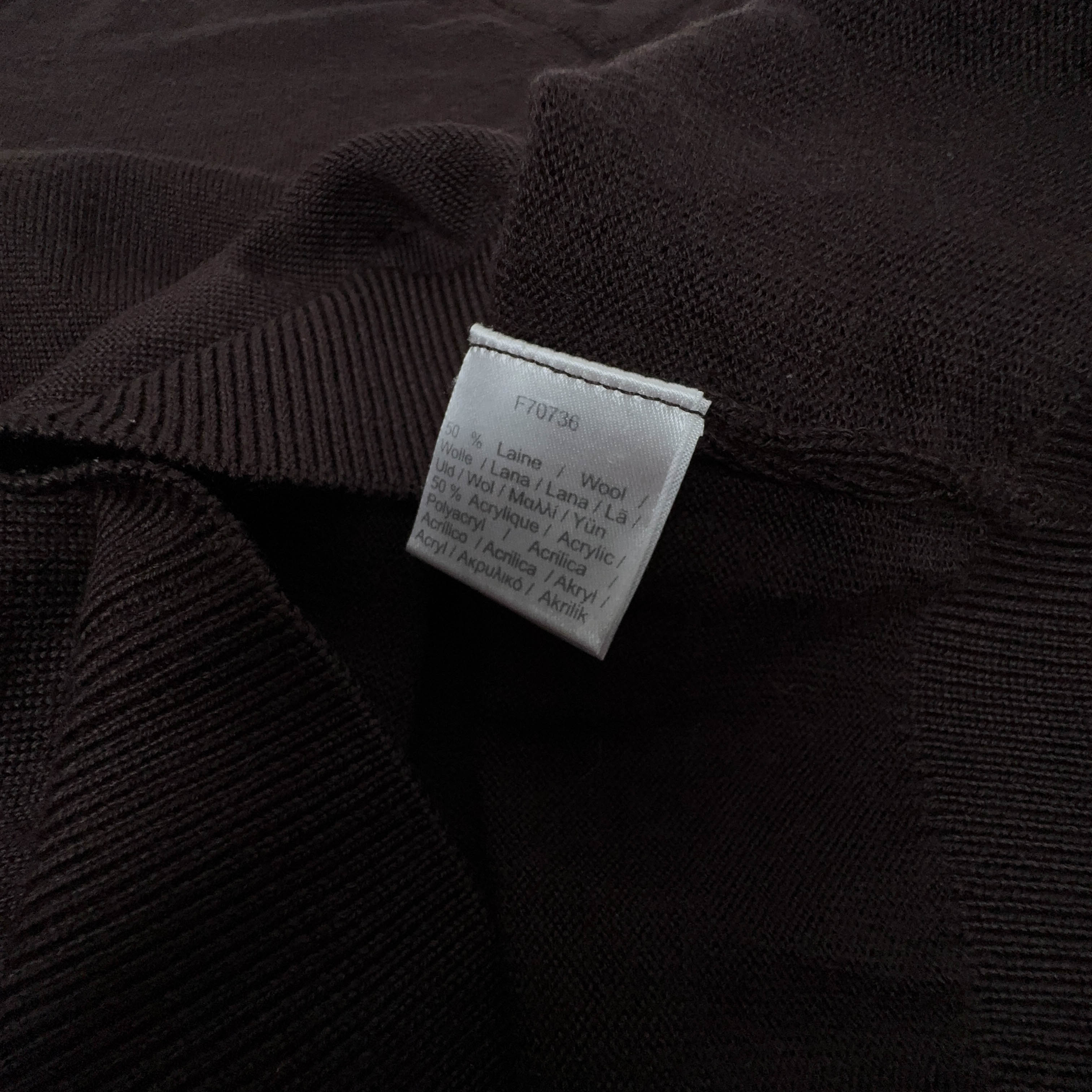 Maglione Lacoste marrone scuro 50% lana scollo a V - Taglia 4 M uomo