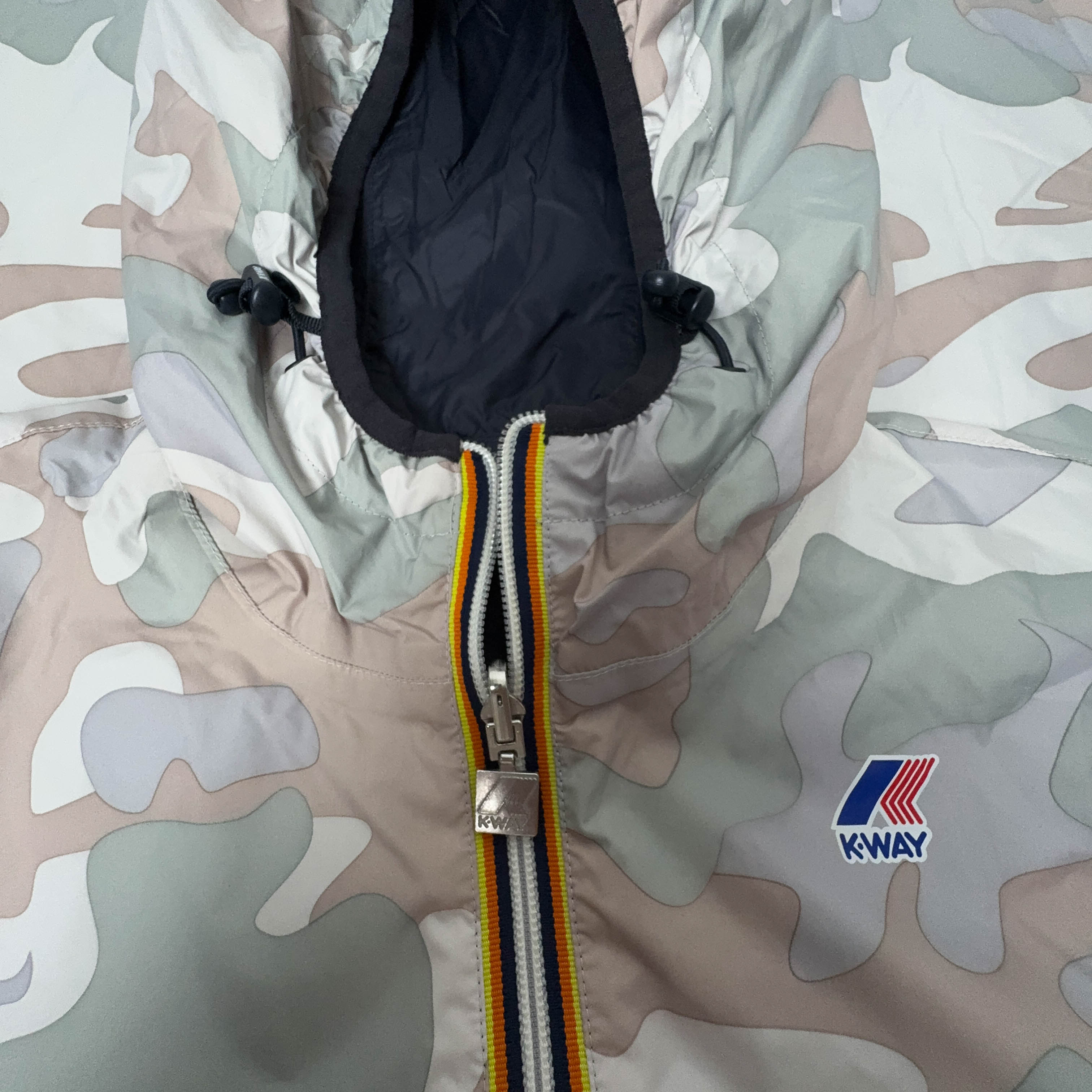 Giacca smanicata K way double face blu militare con zip - Taglia L uomo