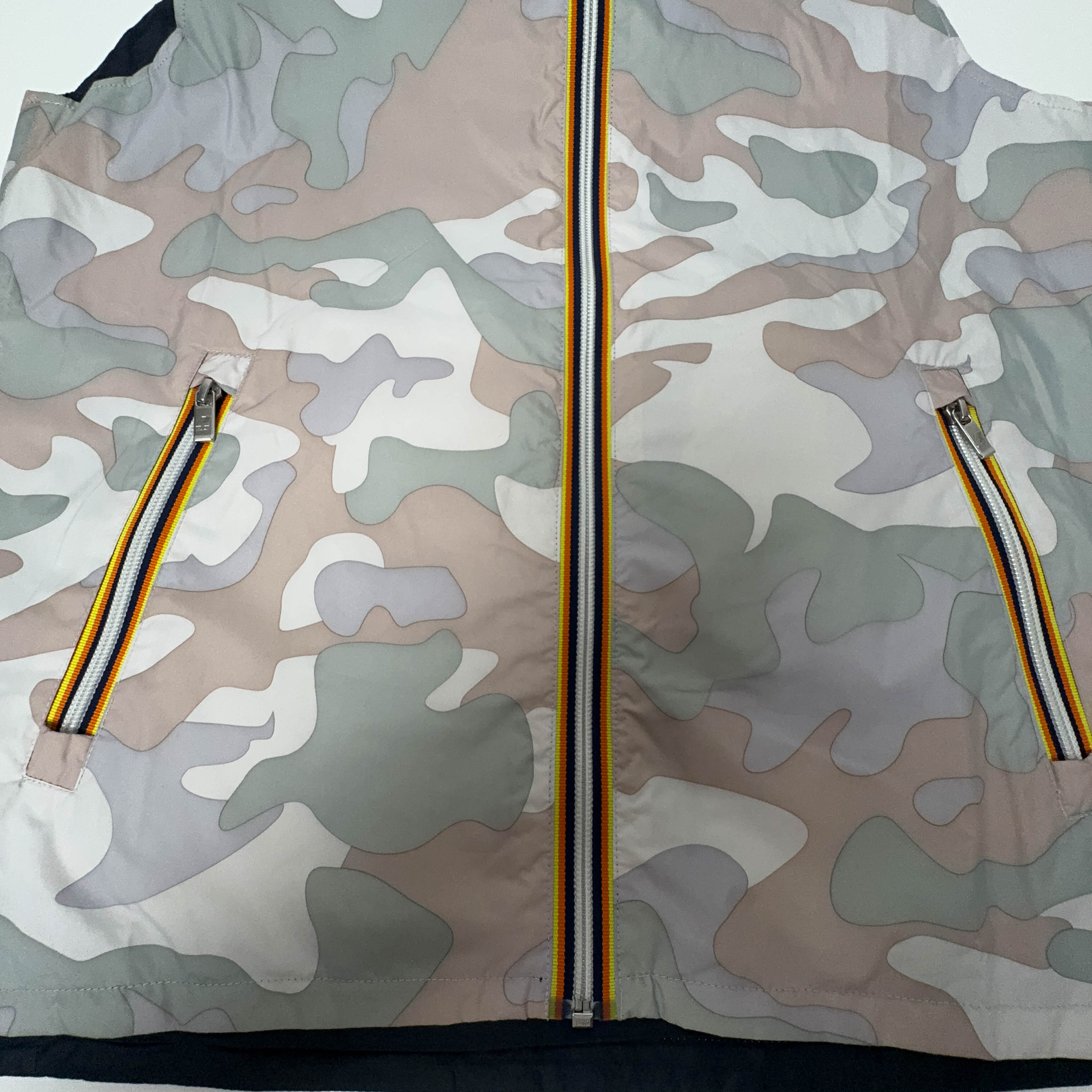 Giacca smanicata K way double face blu militare con zip - Taglia L uomo