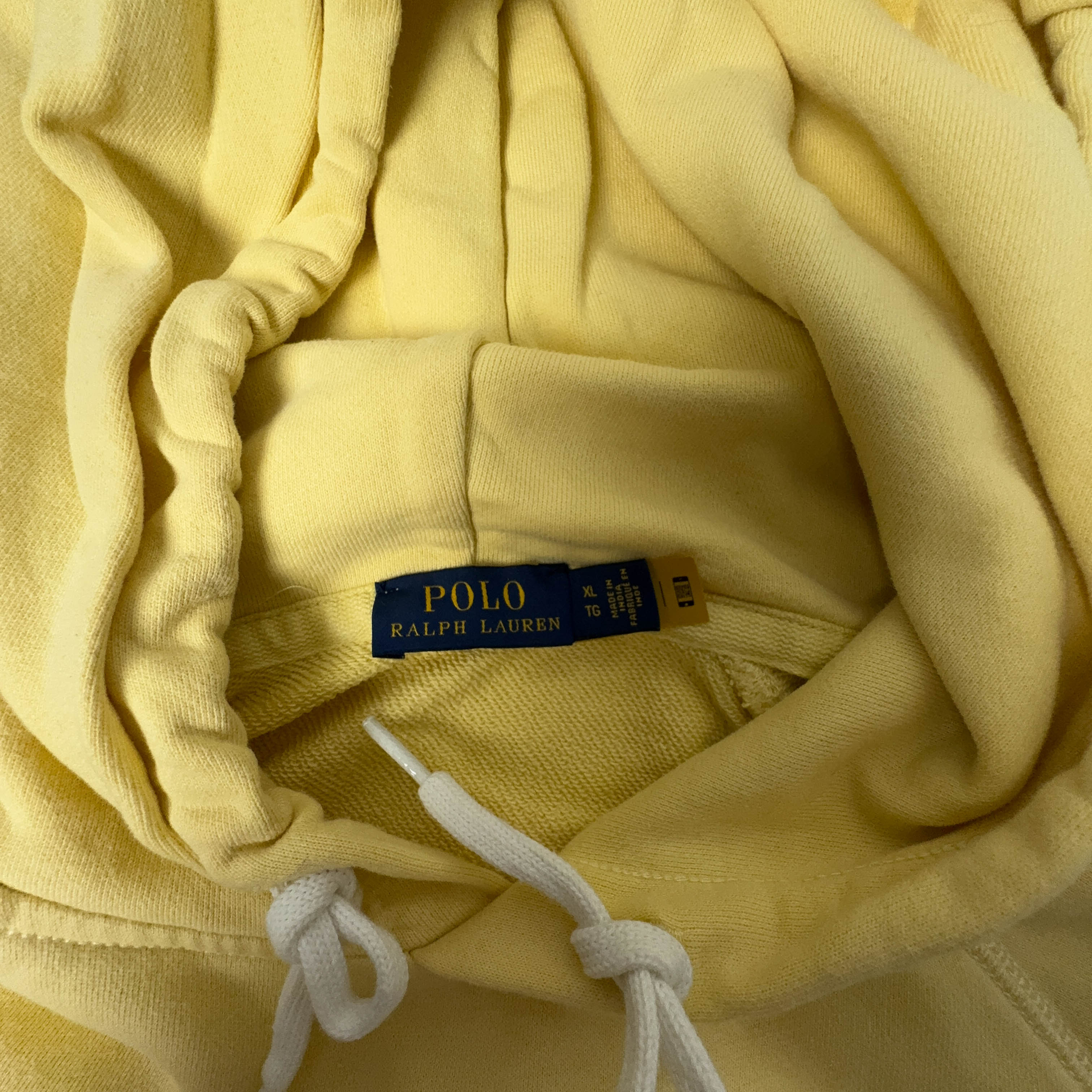 Felpa Ralph Lauren gialla con cappuccio e tasche logo ricamato - Taglia M/L uomo