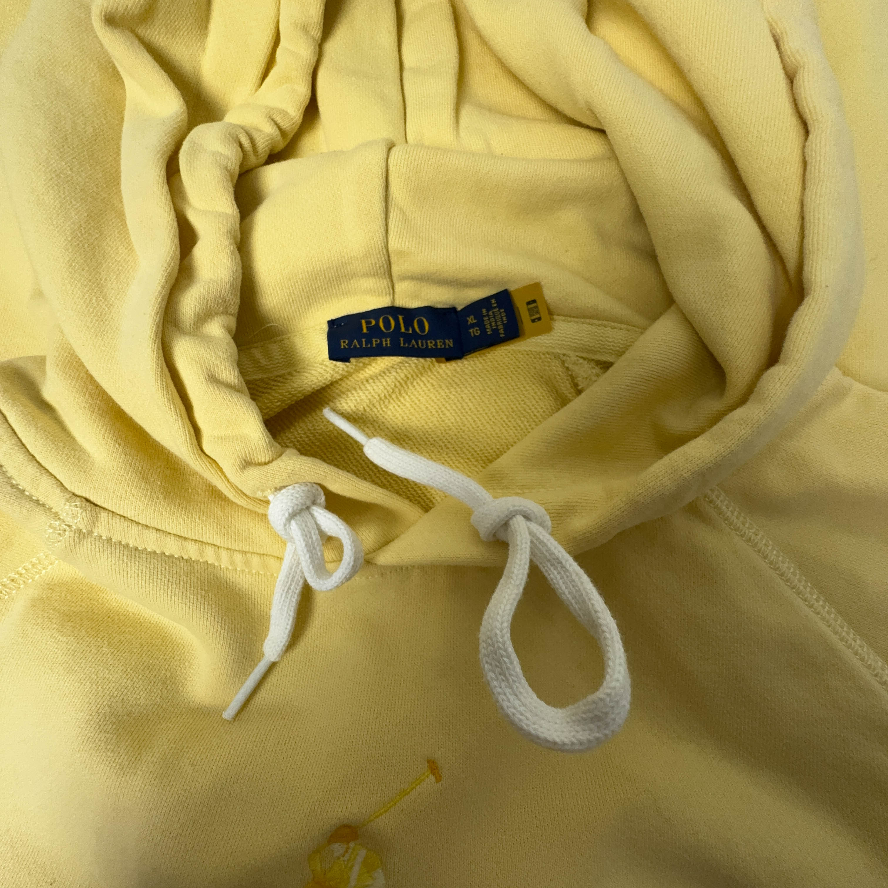 Felpa Ralph Lauren gialla con cappuccio e tasche logo ricamato - Taglia M/L uomo