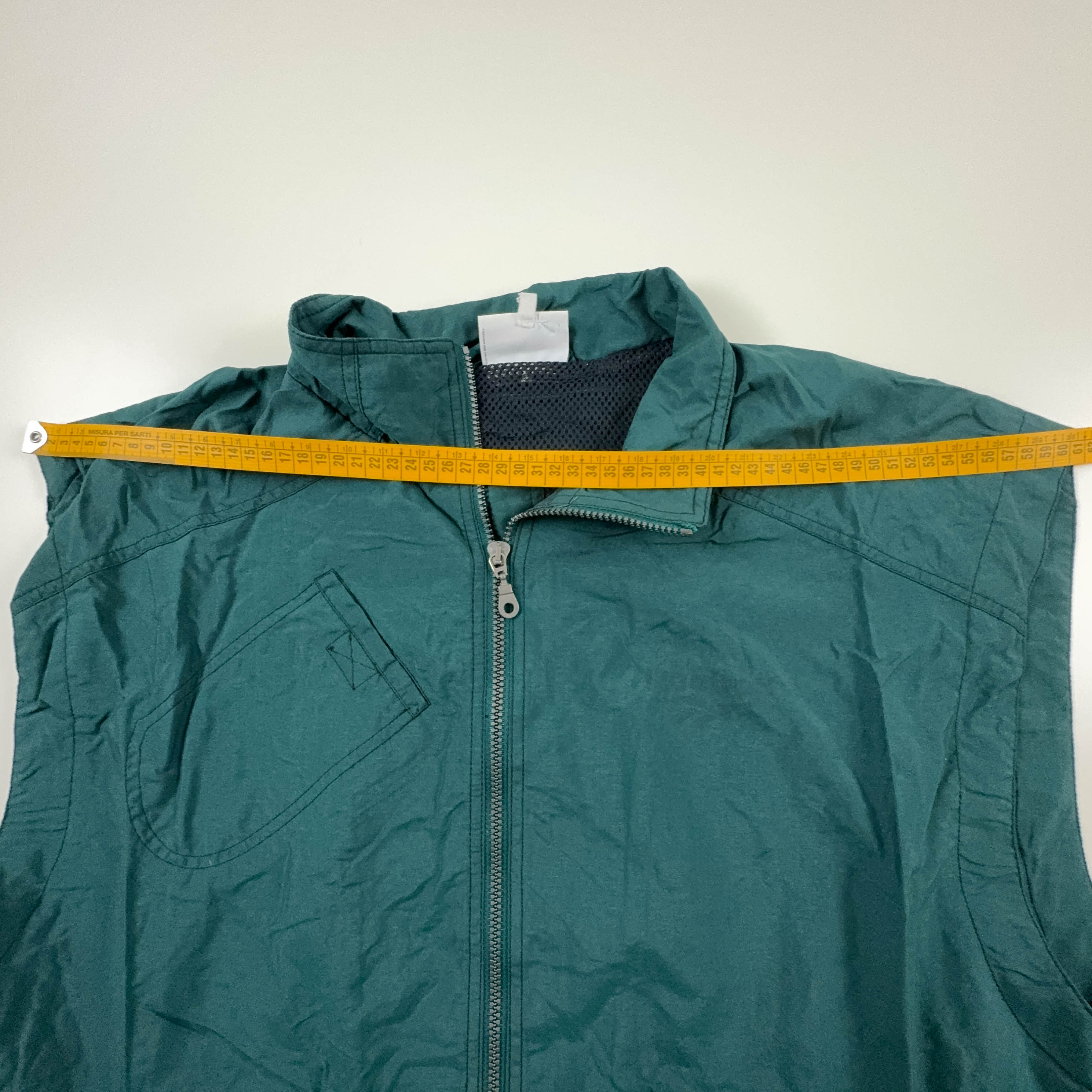Giacca a vento Reebok Vintage smanicata verde scuro con zip anni 90 - Taglia L/XL uomo