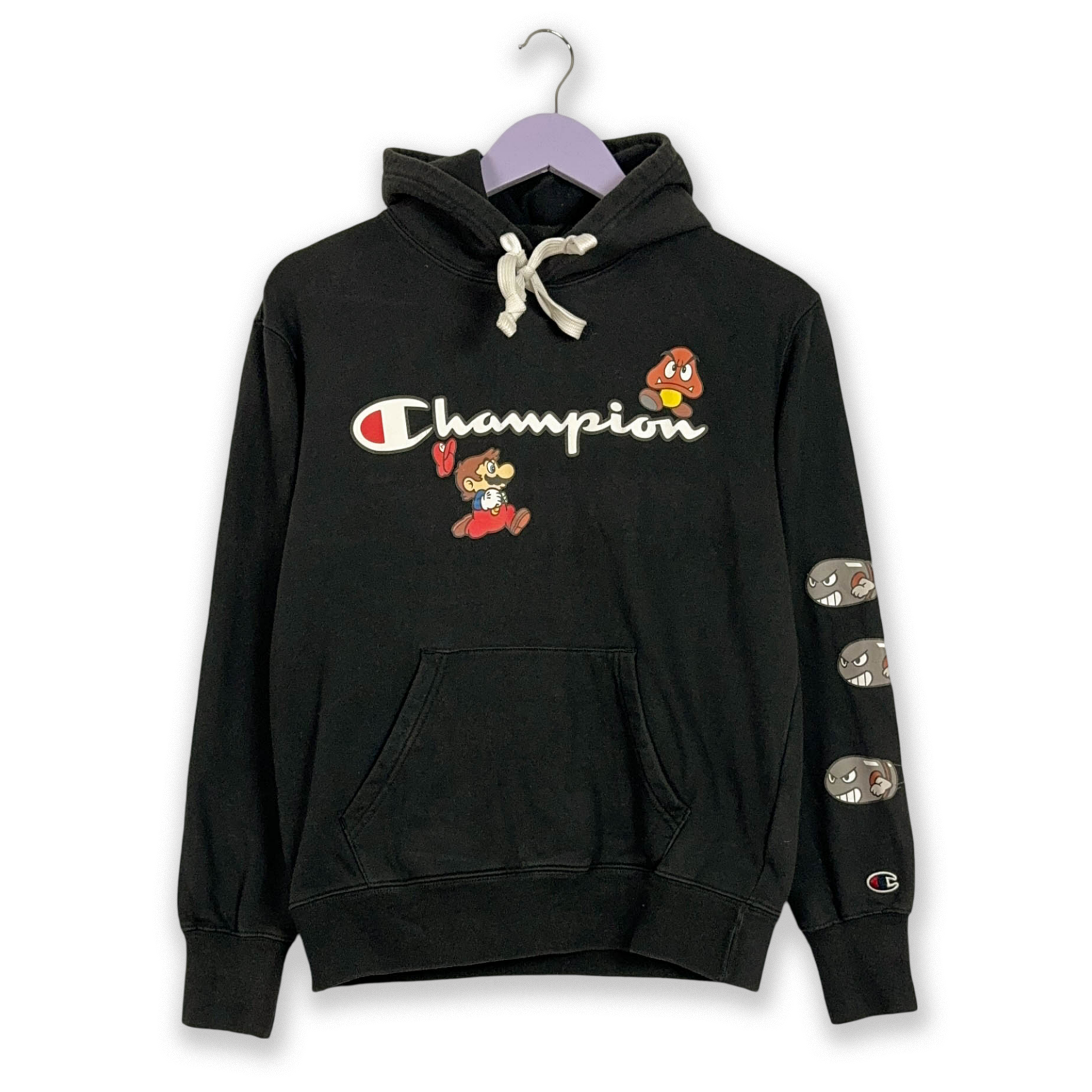 Felpa champion nera con cappuccio sales