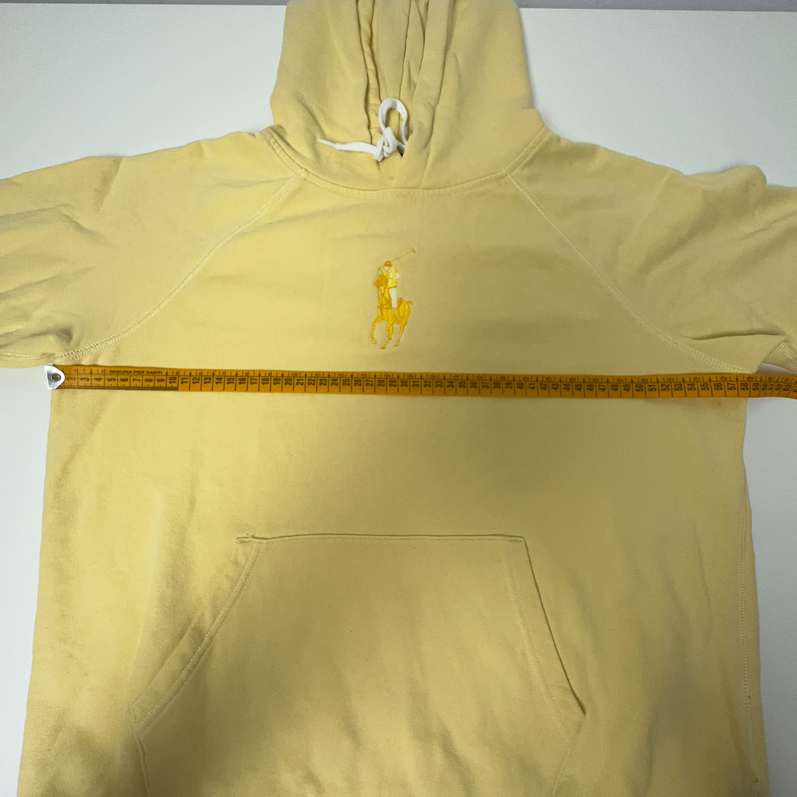 Felpa Ralph Lauren gialla con cappuccio e tasche logo ricamato - Taglia M/L uomo