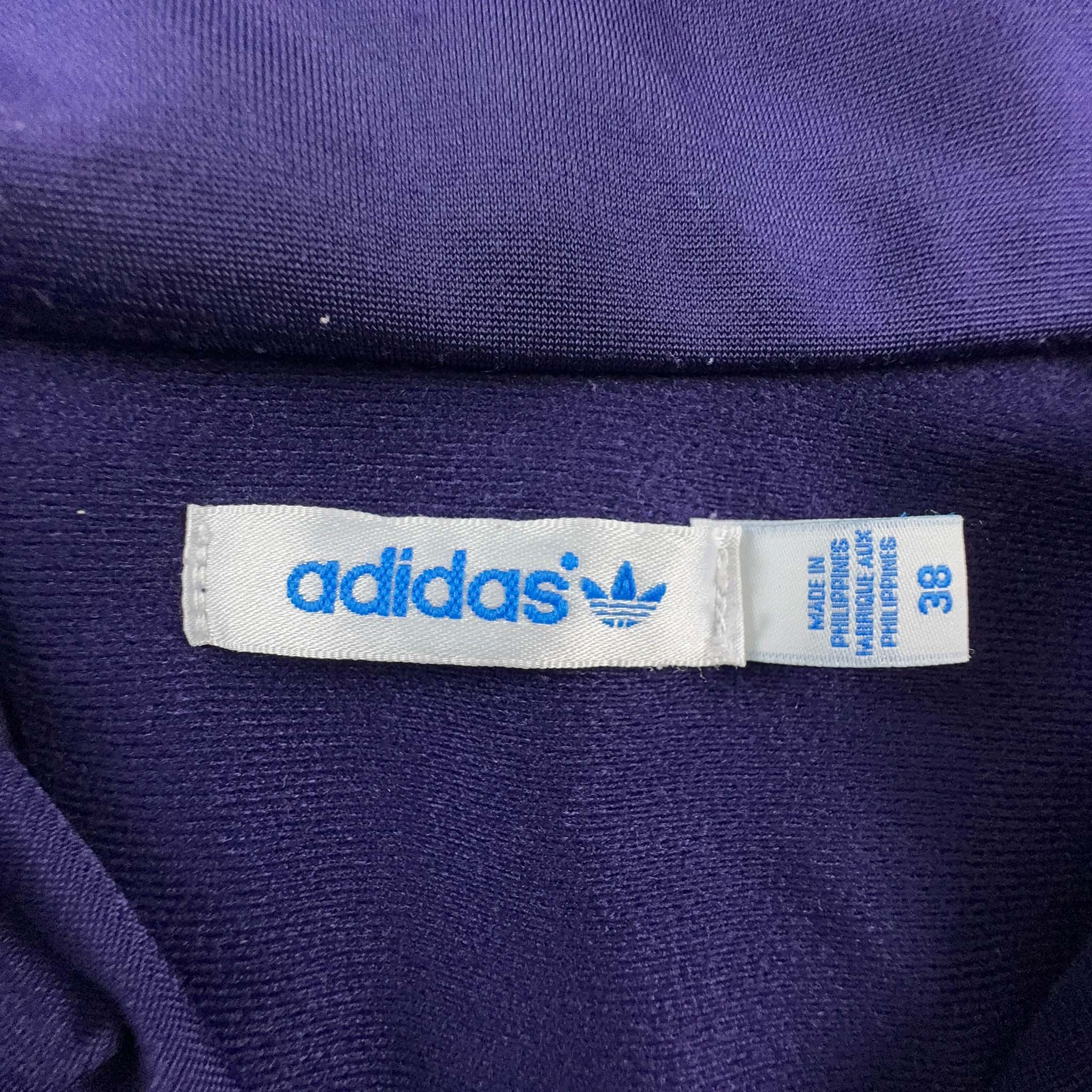 Felpa Adidas viola con zip e stampa sul retro - Taglia M donna