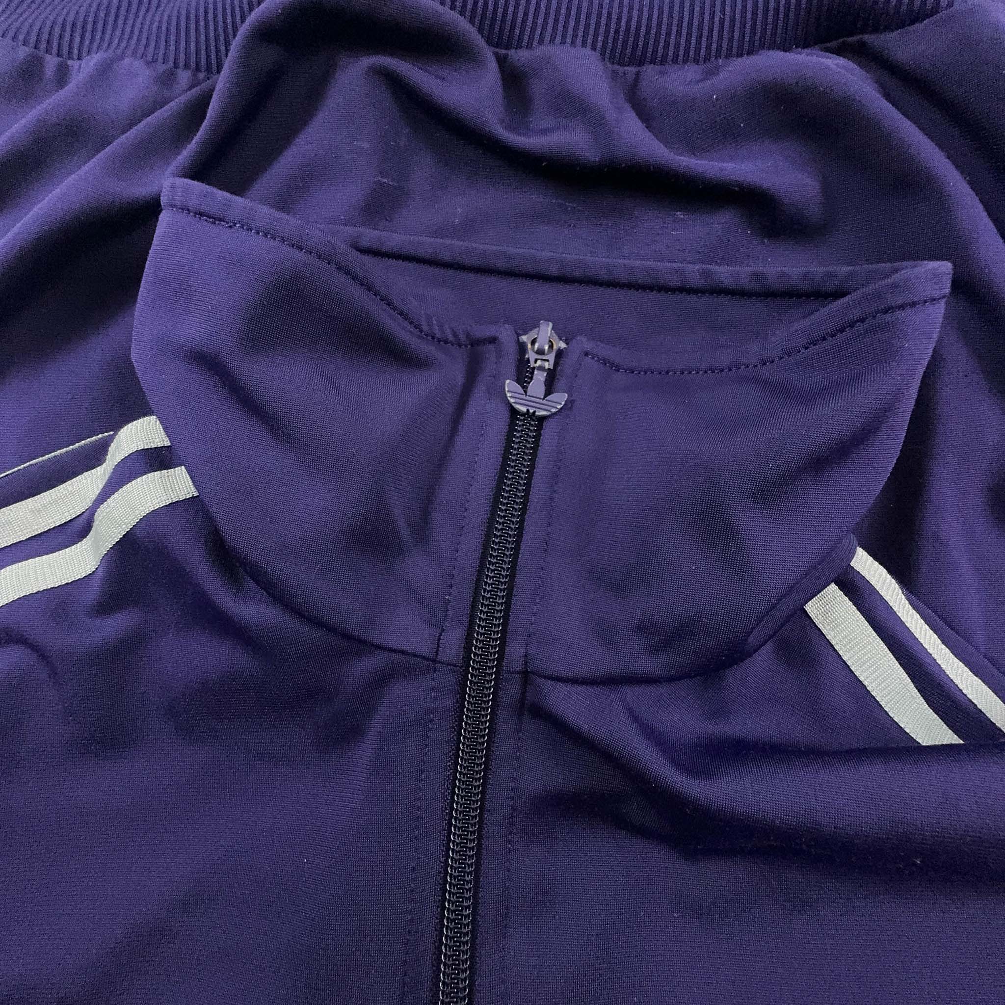 Felpa Adidas viola con zip e stampa sul retro - Taglia M donna