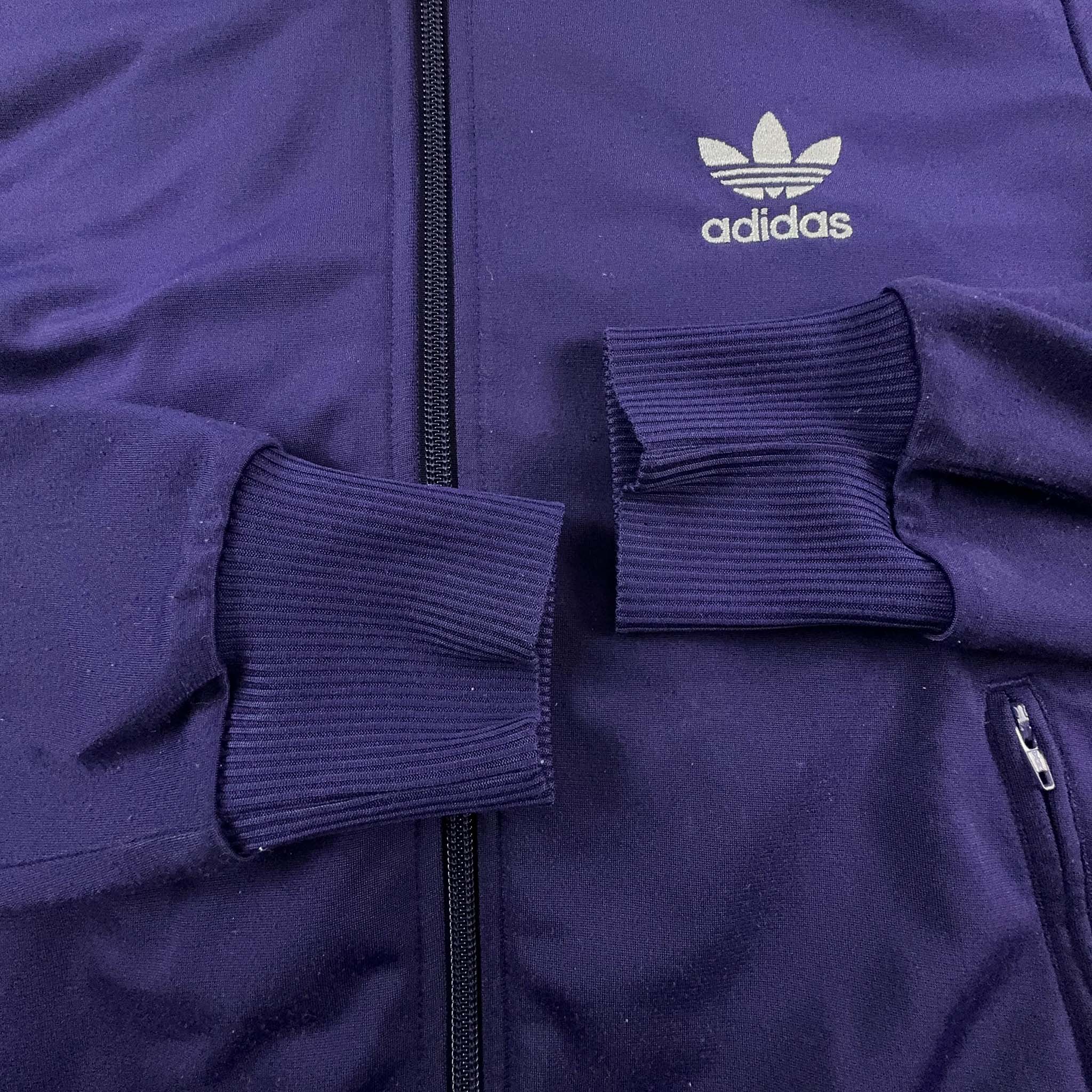 Felpa Adidas viola con zip e stampa sul retro - Taglia M donna