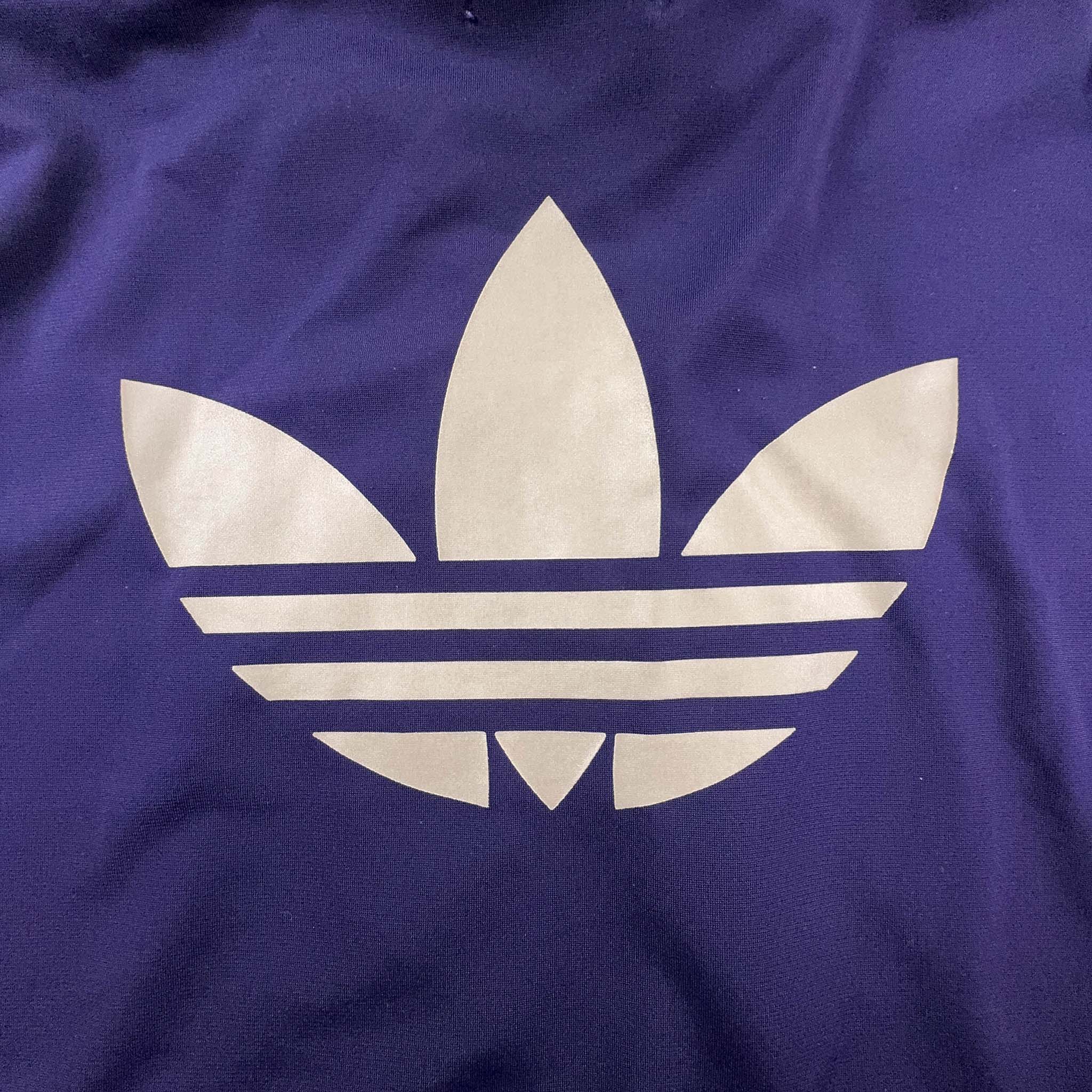 Felpa Adidas viola con zip e stampa sul retro - Taglia M donna