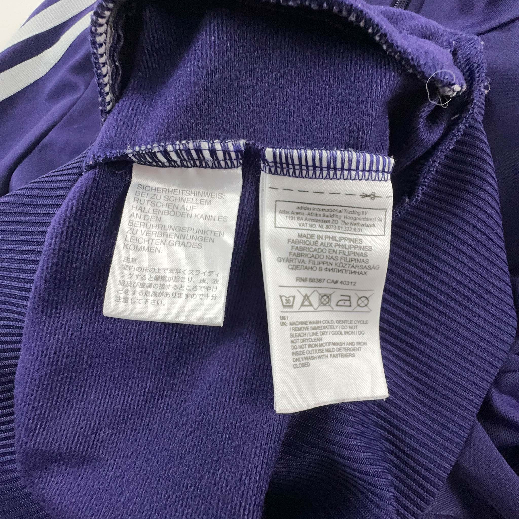 Felpa Adidas viola con zip e stampa sul retro - Taglia M donna