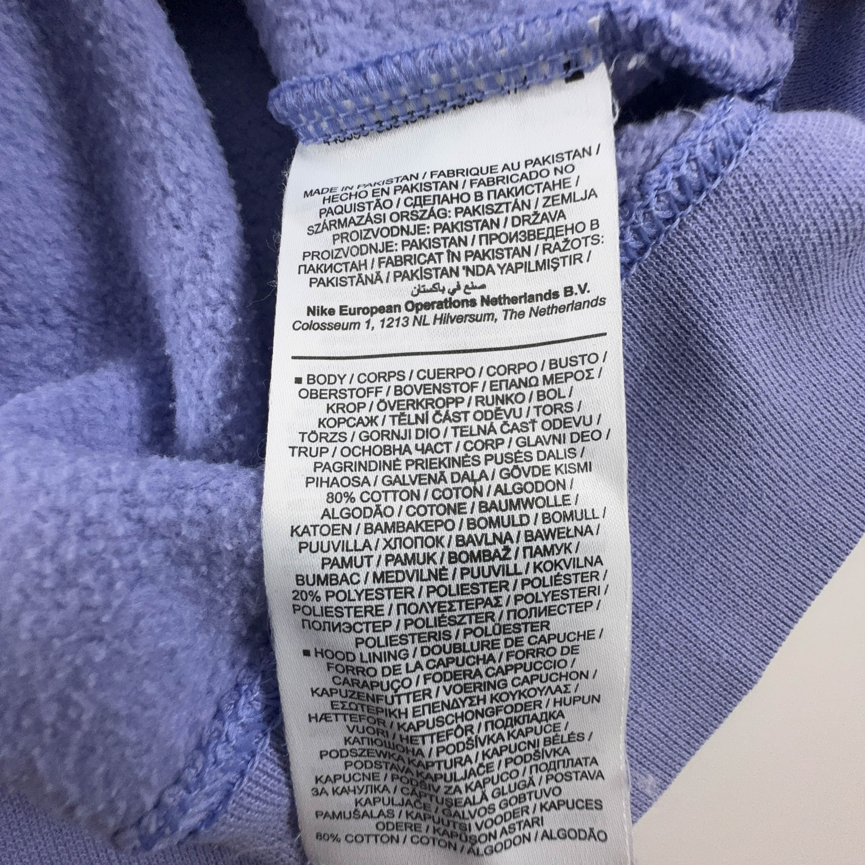 Felpa Nike lilla con cappuccio 80% cotone - Taglia S/M uomo