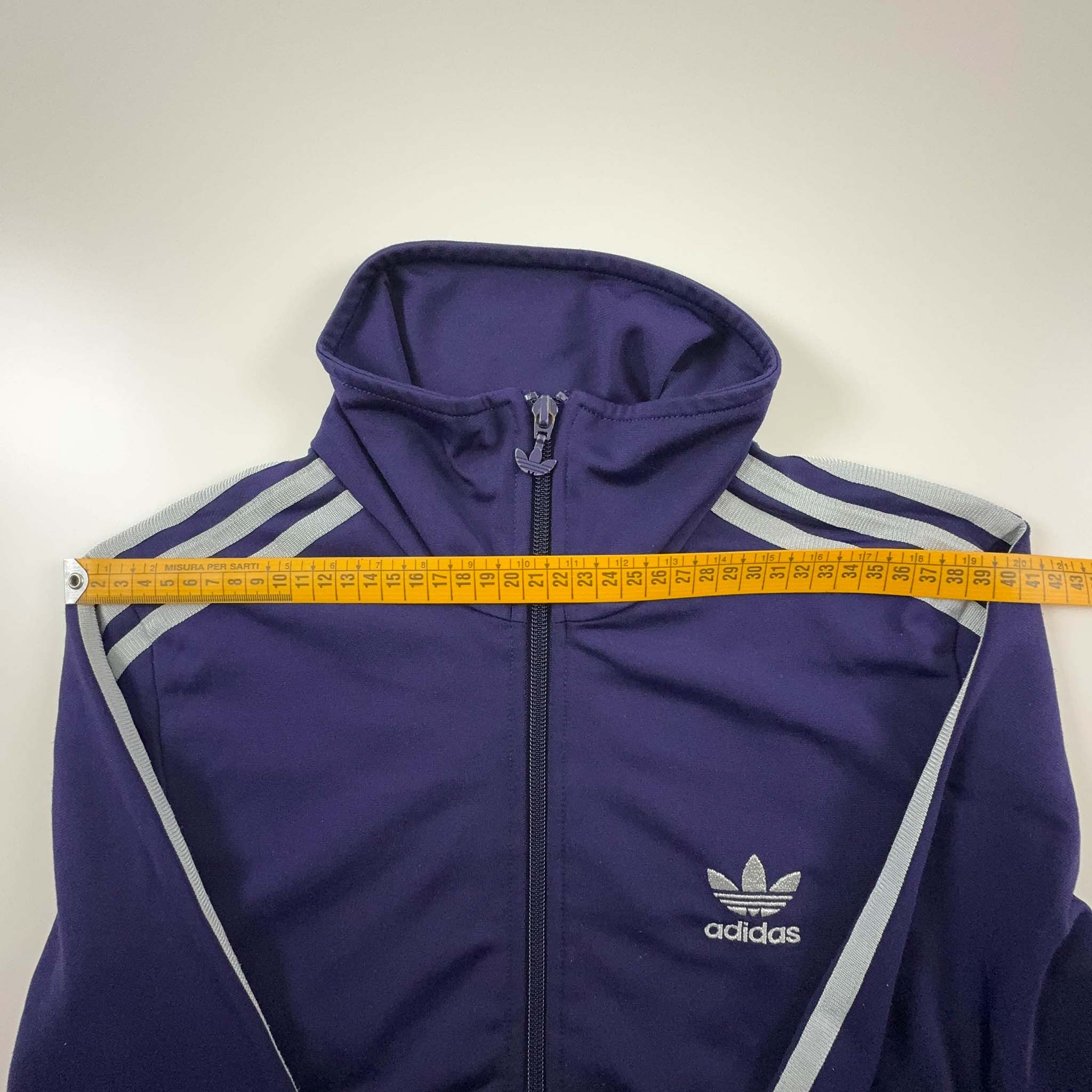 Felpa Adidas viola con zip e stampa sul retro - Taglia M donna