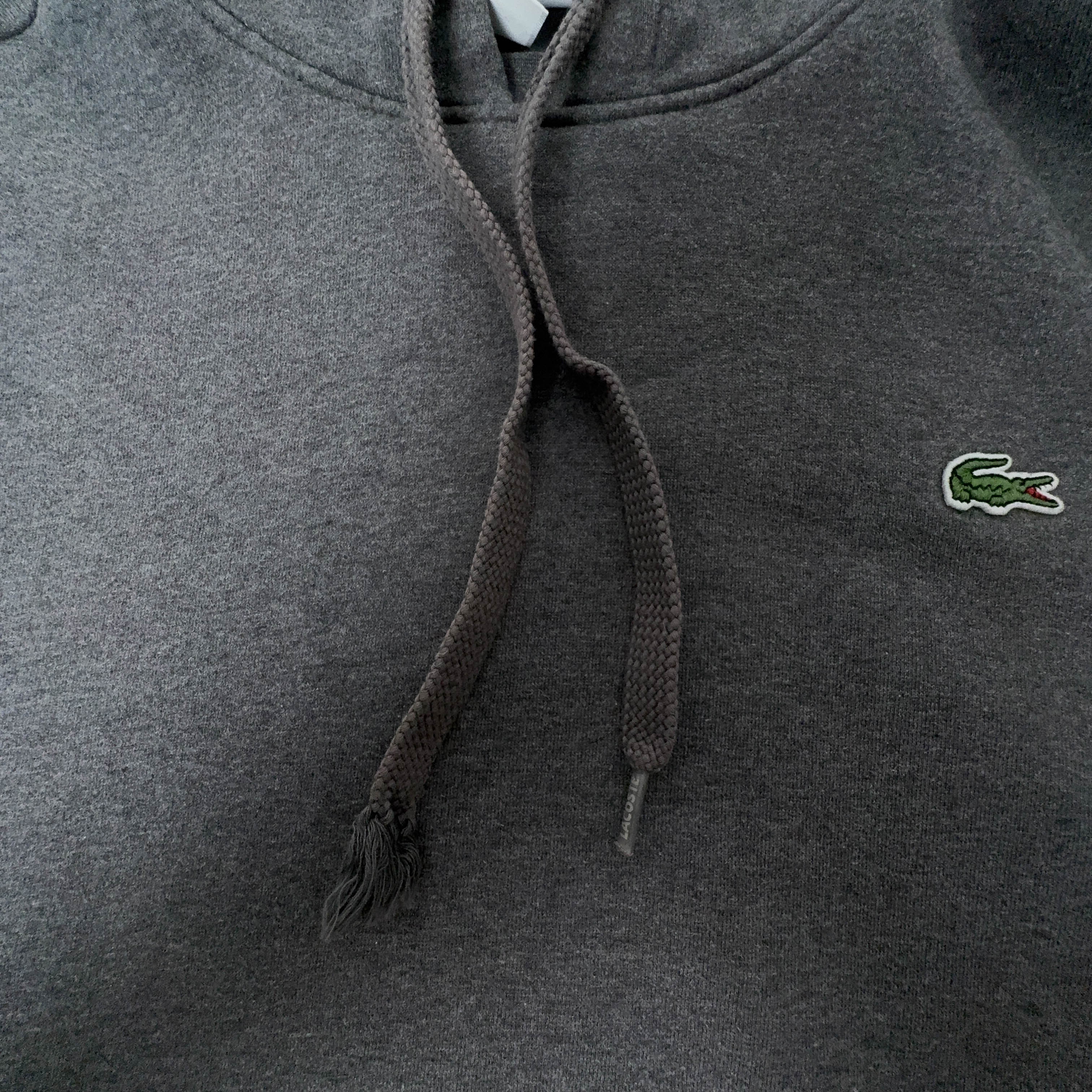 Felpa Lacoste grigia con cappuccio e tasche con zip - Taglia 5 L uomo