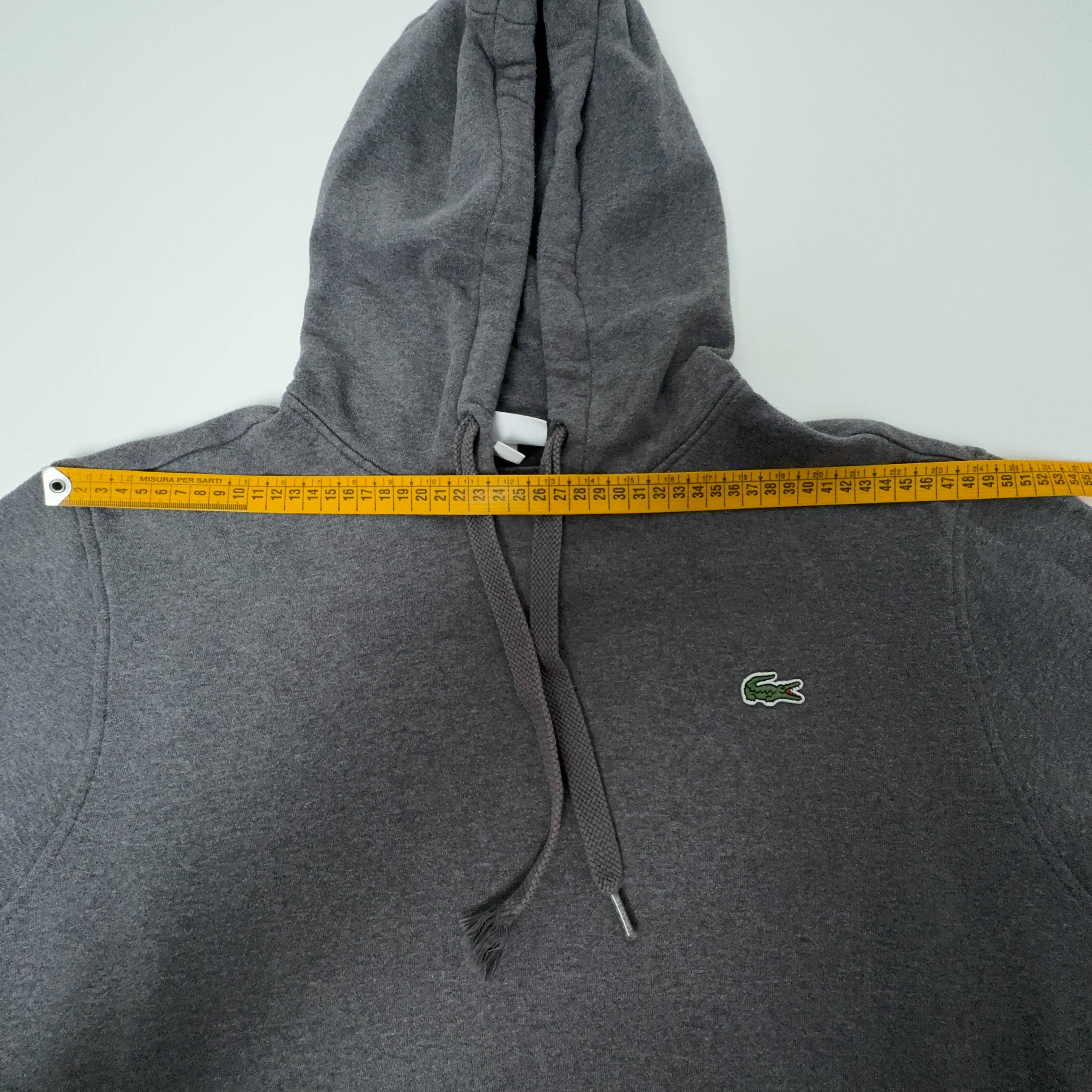 Felpa Lacoste grigia con cappuccio e tasche con zip - Taglia 5 L uomo