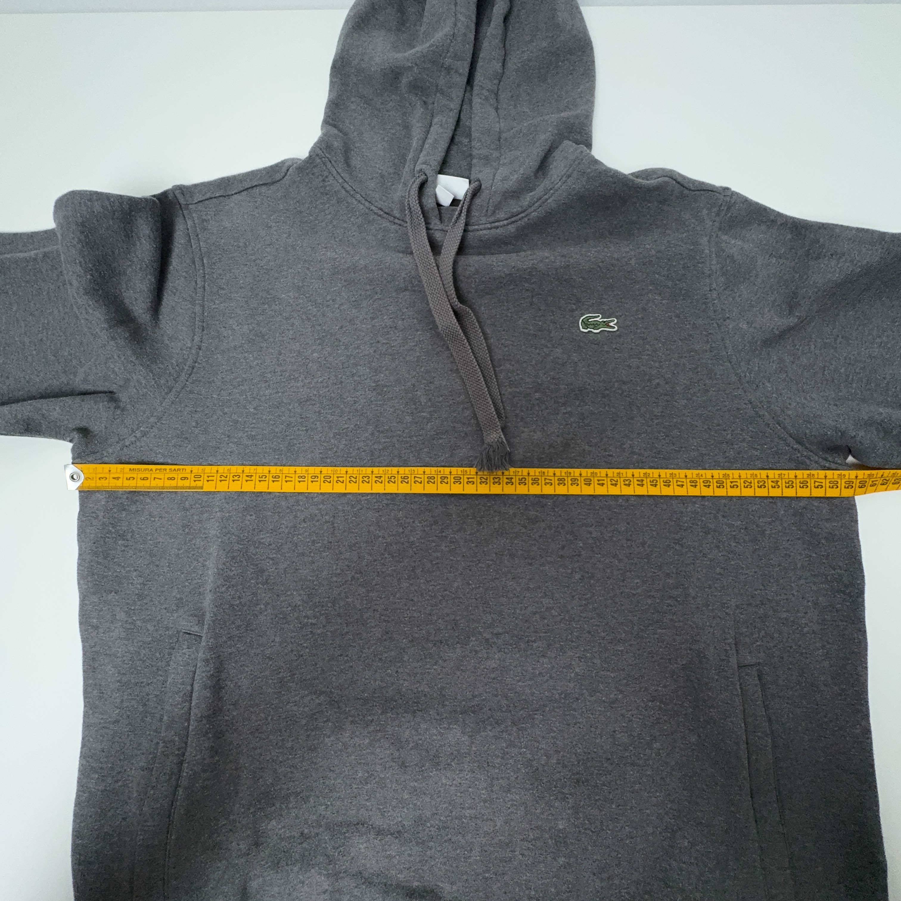 Felpa Lacoste grigia con cappuccio e tasche con zip - Taglia 5 L uomo