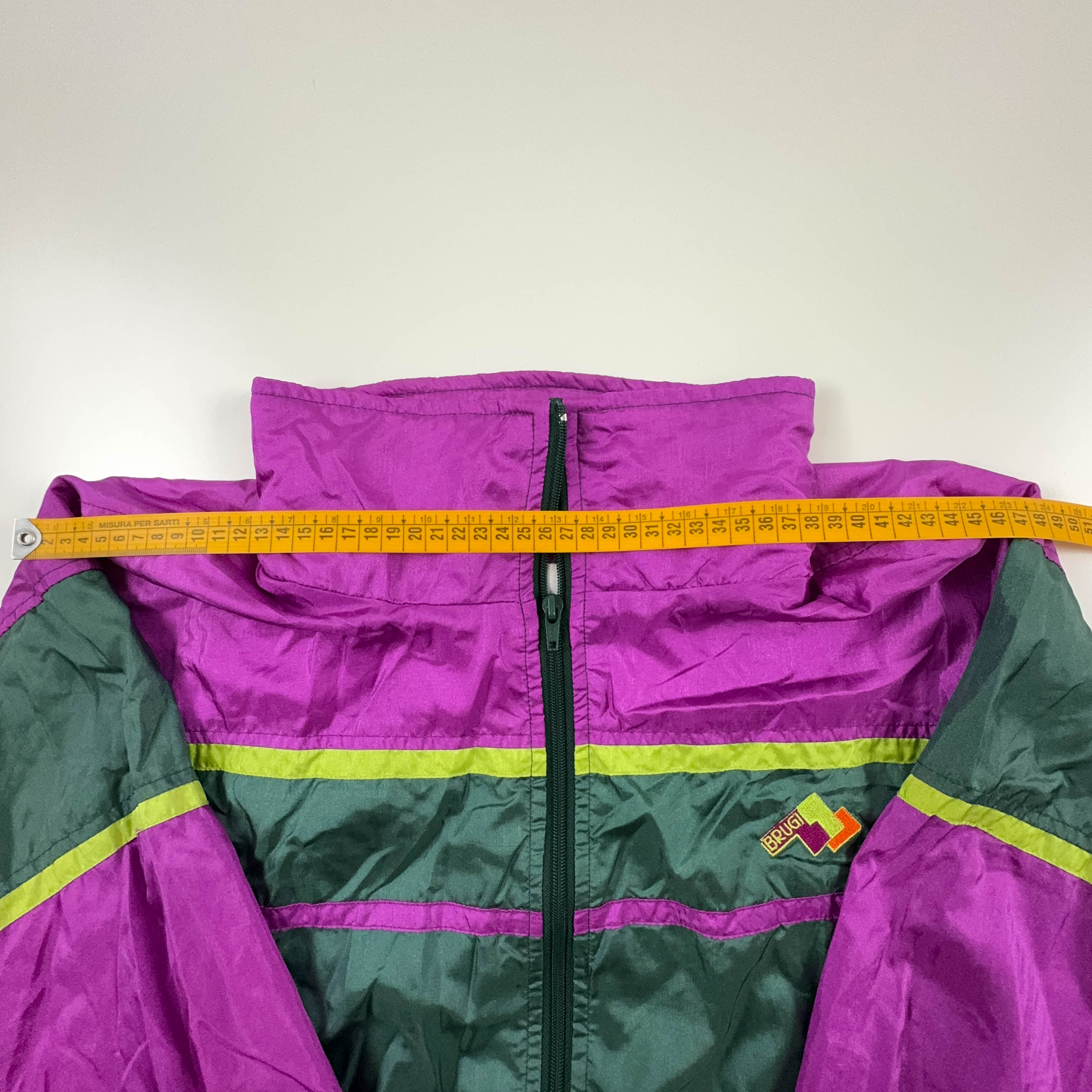 Giacca a vento Vintage verde scuro e viola con zip anni 90 - Taglia M/L uomo